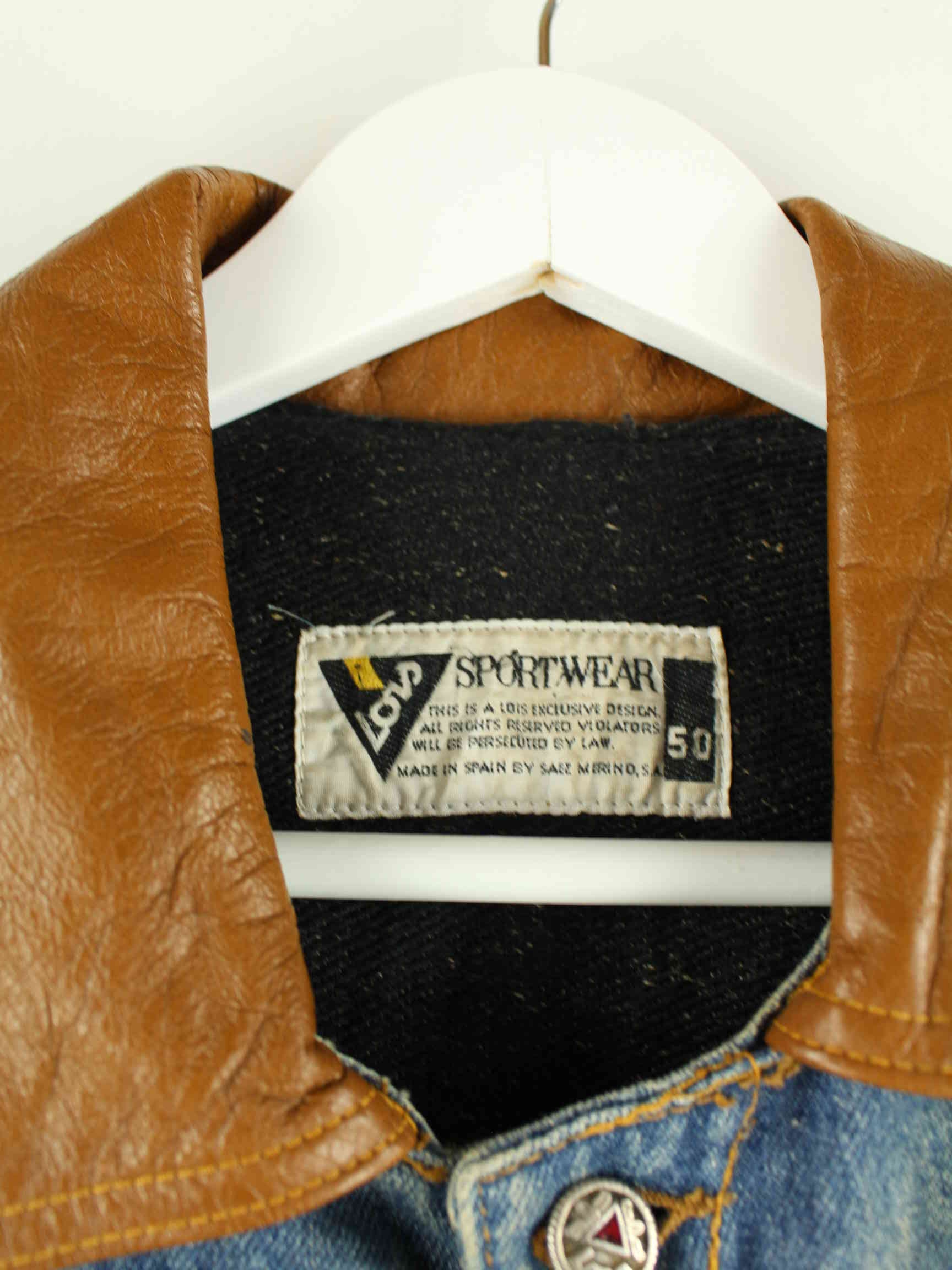 Vintage 80s Embroidered Jeans Jacke Blau L (detail image 2)