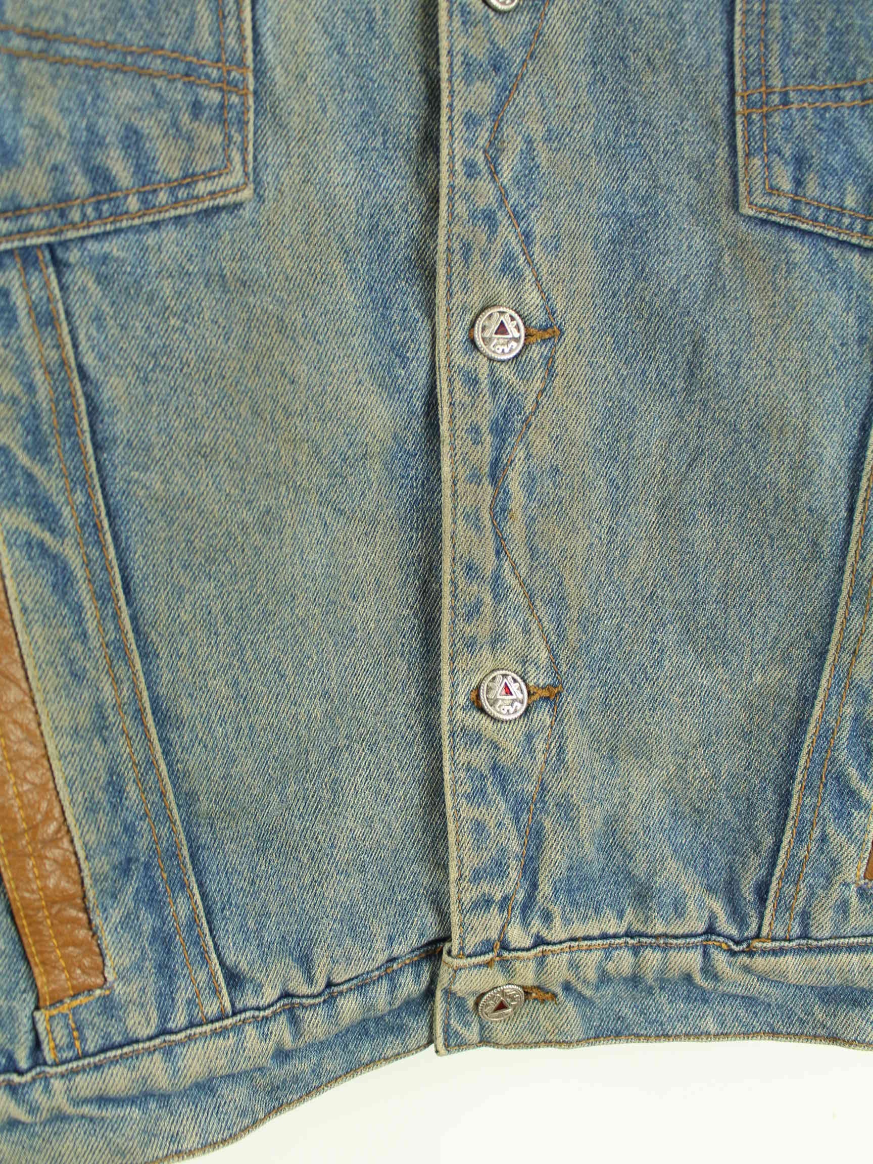 Vintage 80s Embroidered Jeans Jacke Blau L (detail image 3)
