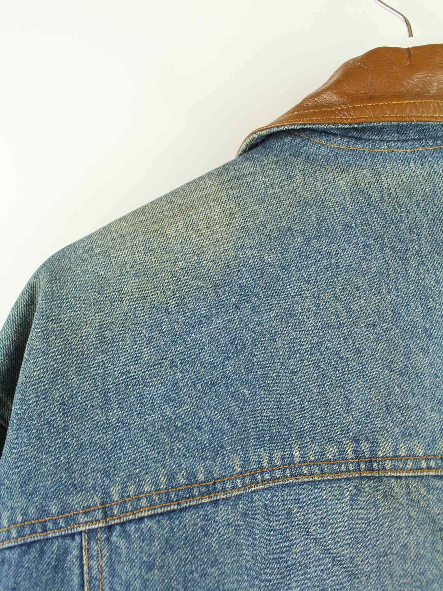 Vintage 80s Embroidered Jeans Jacke Blau L (detail image 6)