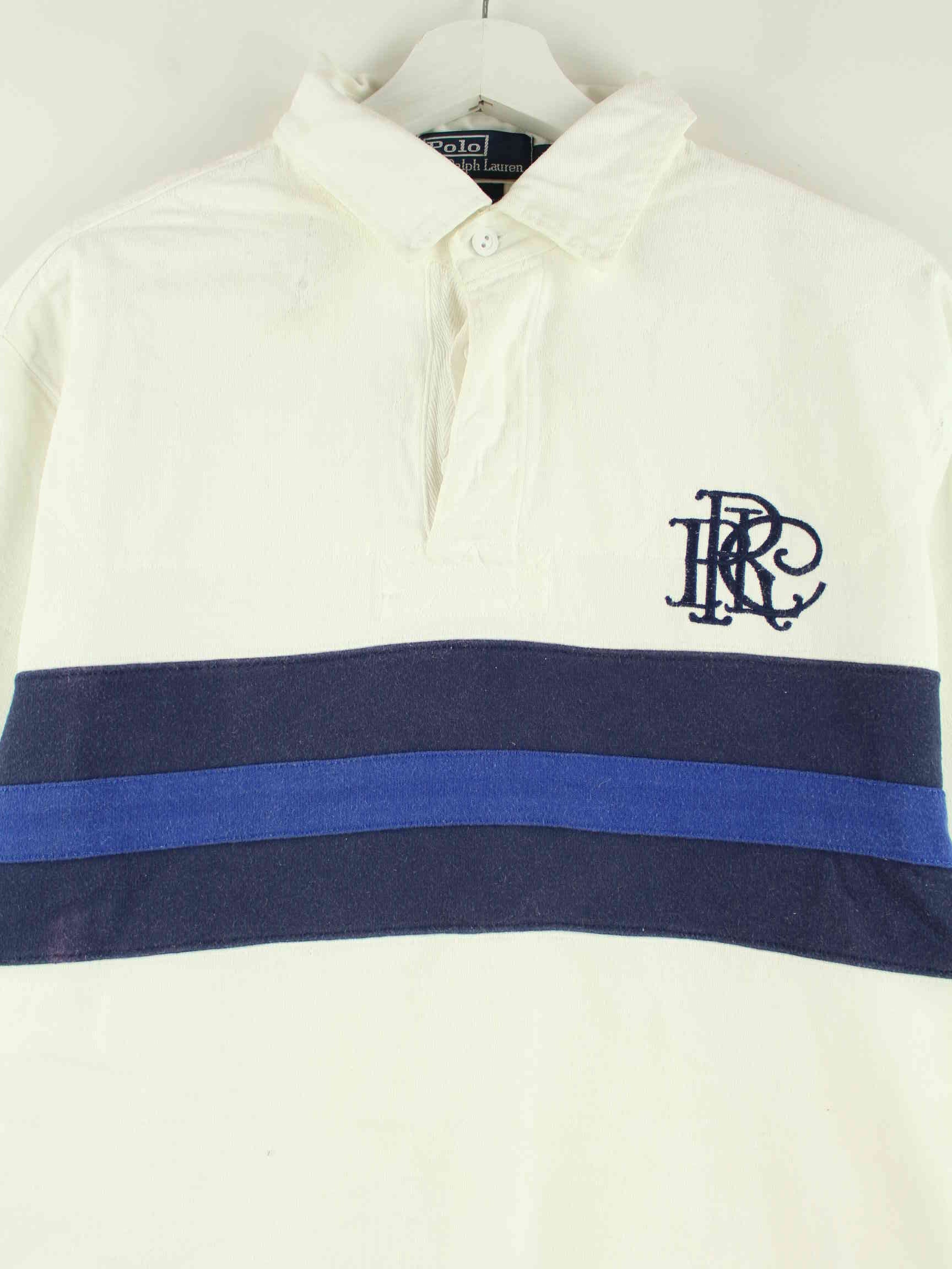 Ralph Lauren 90s Embroidered Langarm Rugby Polo Weiß L (detail image 1)