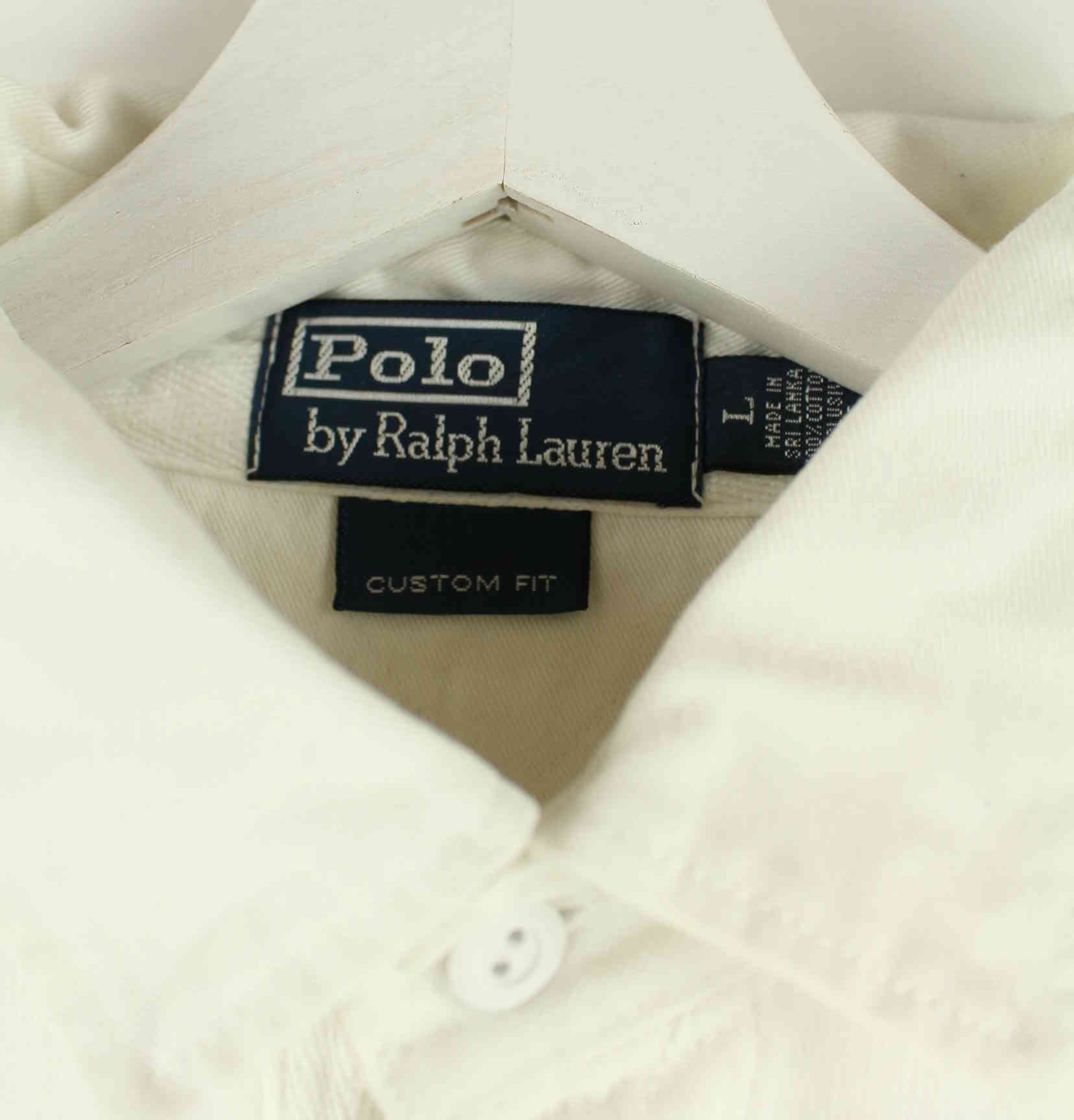 Ralph Lauren 90s Embroidered Langarm Rugby Polo Weiß L (detail image 2)