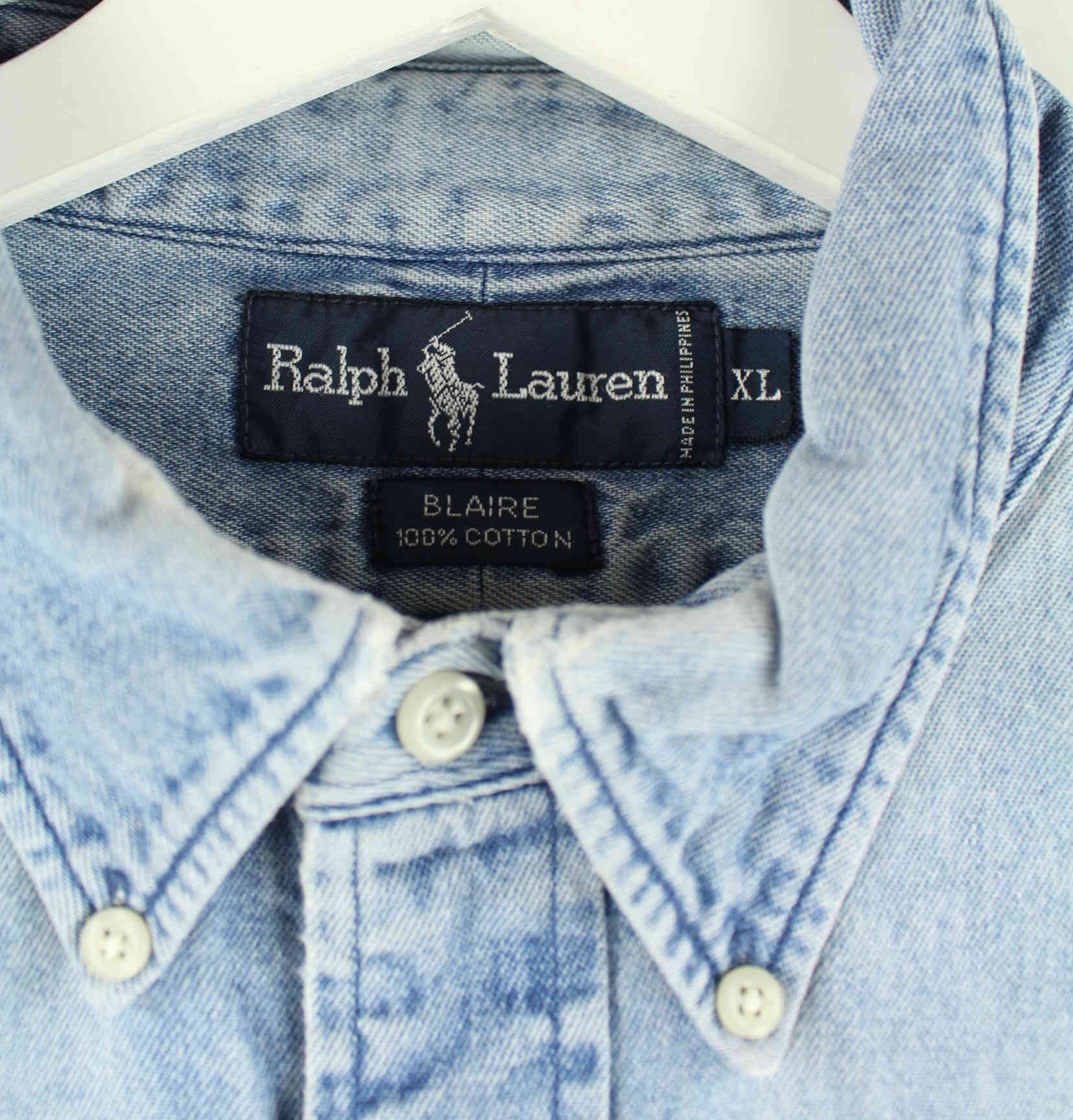 Ralph Lauren 90s Vintage Blaire Jeans Hemd Blau XL (detail image 2)