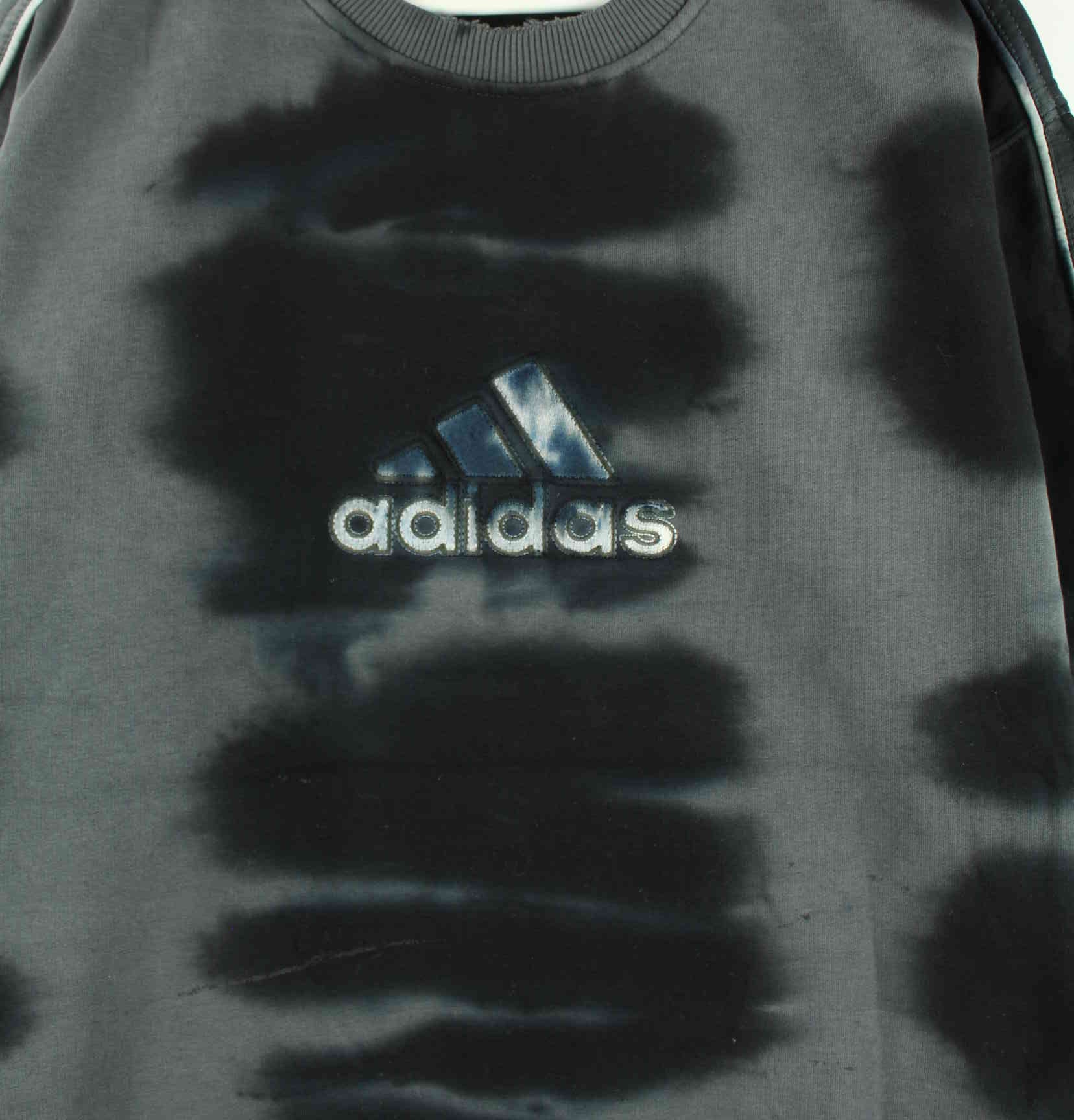 Adidas 90s Vintage Big Logo Embroidered Tie Dye Sweater Grau M (detail image 1)