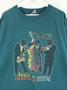Oneita 1996 Vintage Jazz Print Single Stitched T-Shirt Grün XL (detail image 1)