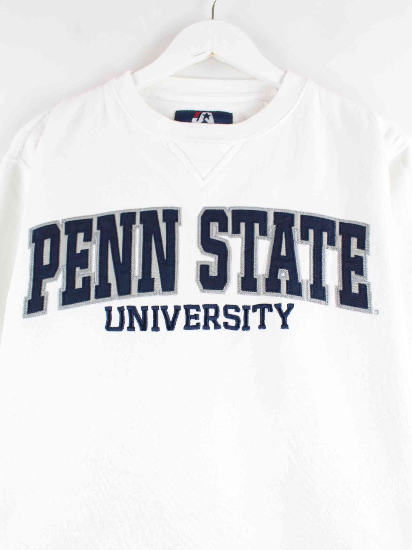 Vintage 90s J. America Penn State Embroidered Sweater Weiß S (detail image 1)