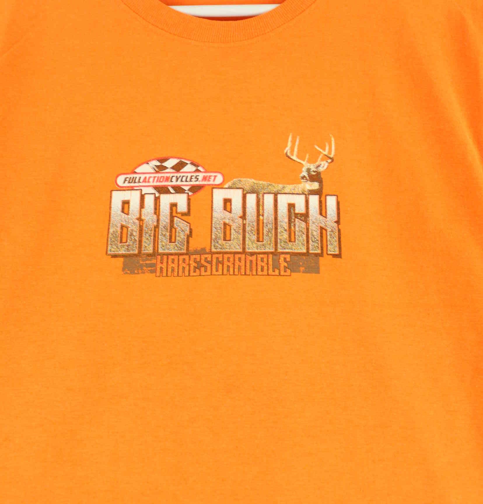 Gildan Damen Big Buck Moto Racing Print T-Shirt Orange XXS (detail image 1)