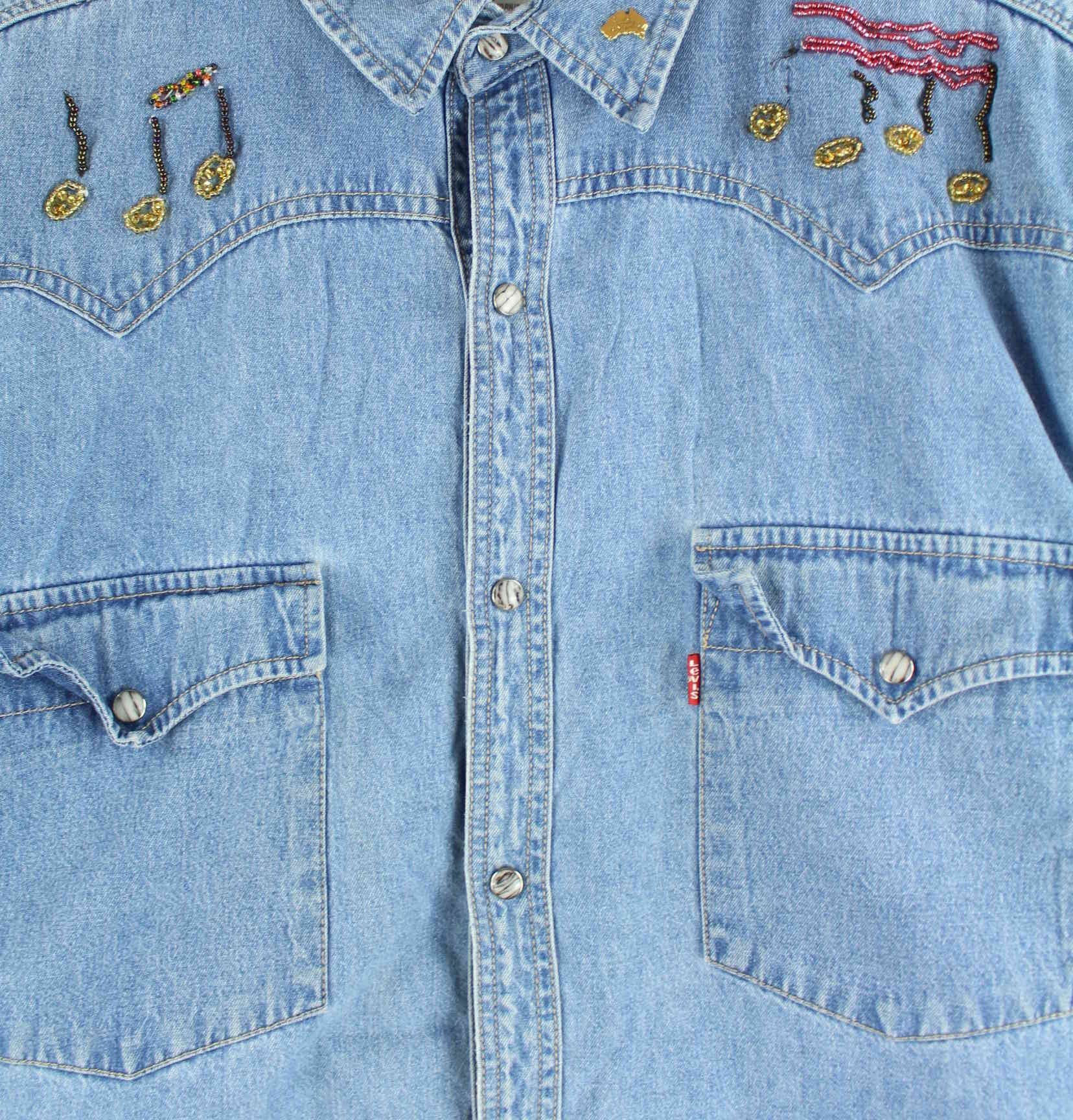 Levi's 00s Customized Jeans Hemd Blau L (detail image 1)