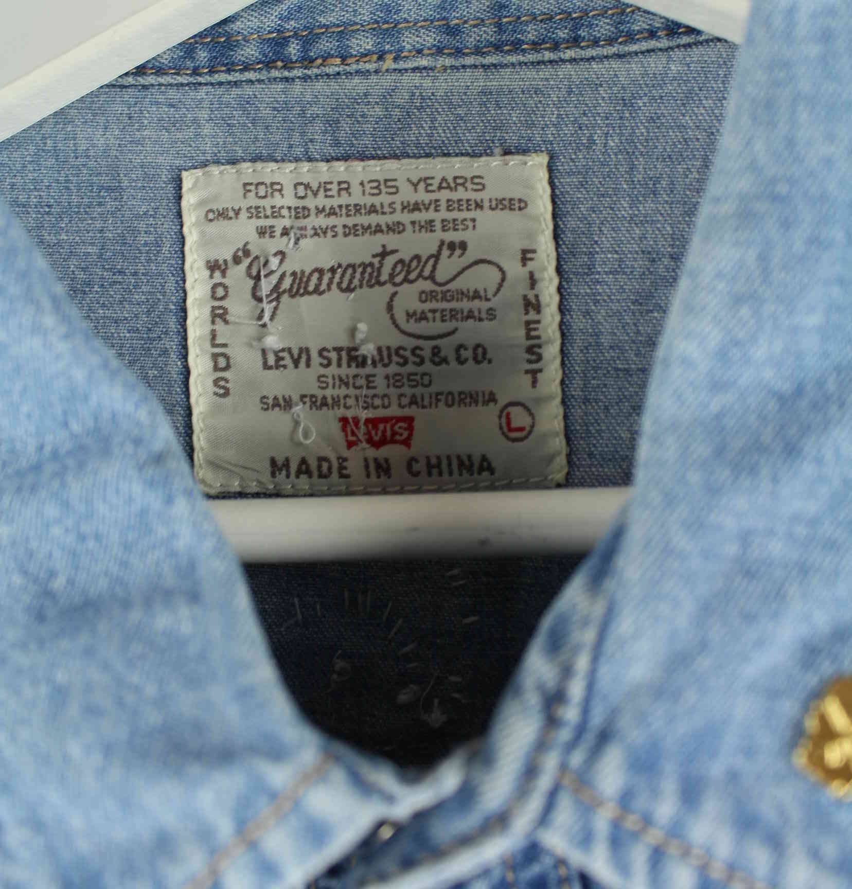 Levi's 00s Customized Jeans Hemd Blau L (detail image 3)