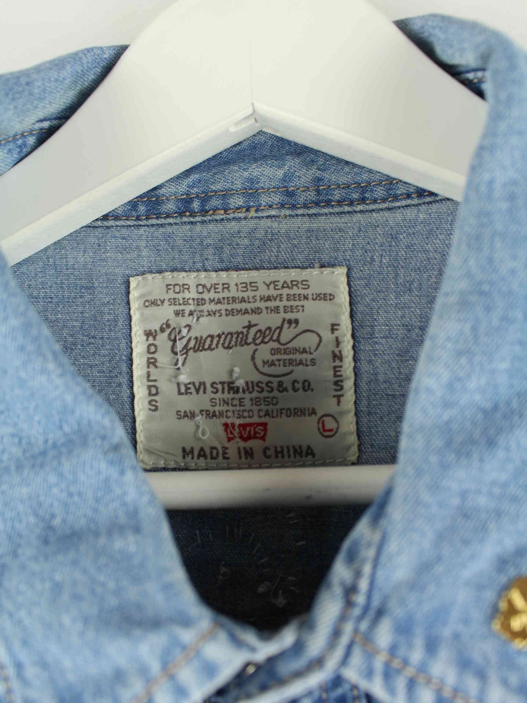 Levi's 00s Customized Jeans Hemd Blau L (detail image 3)
