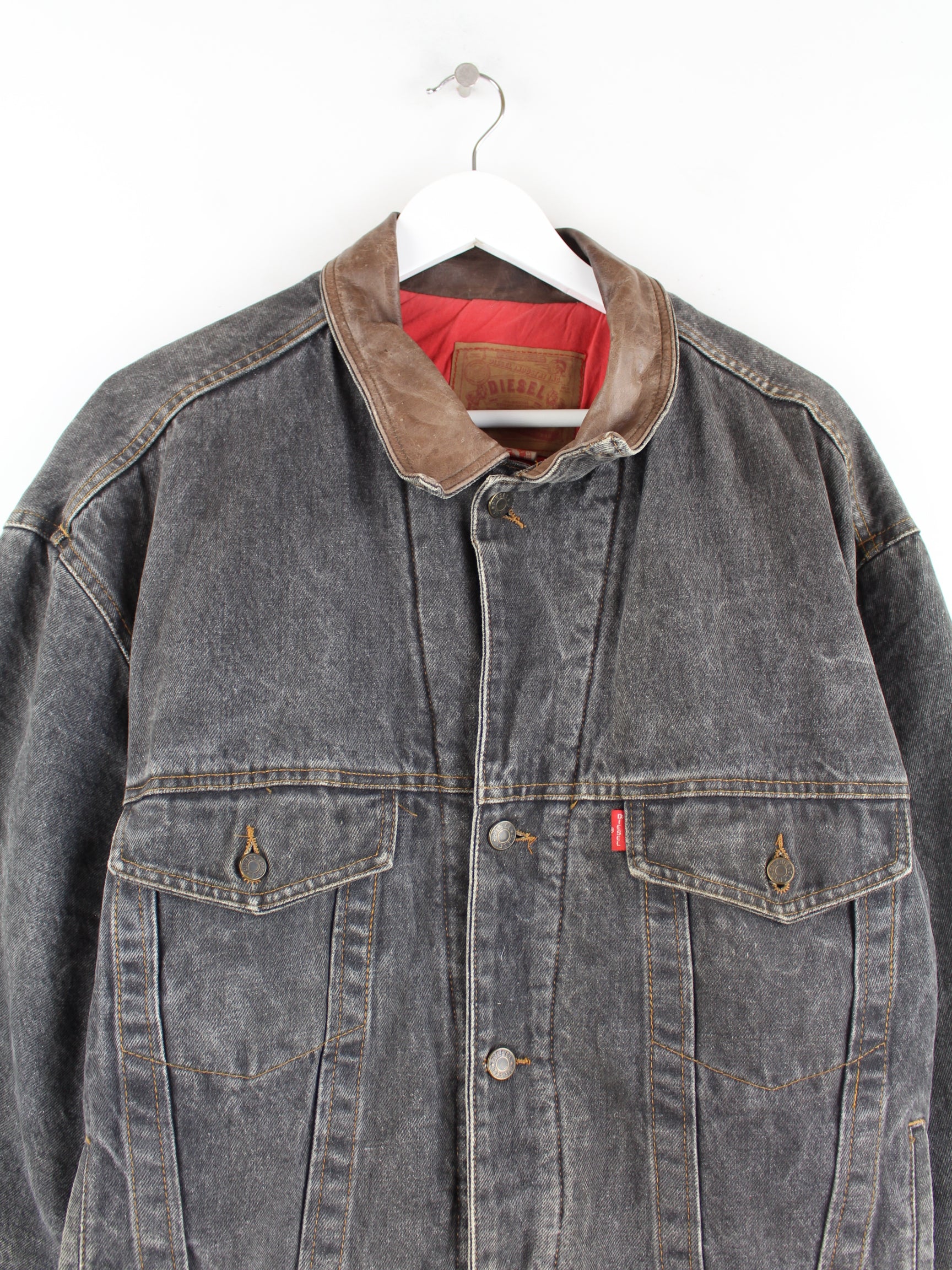 ジャケット・アウター Vintage Diesel 90 denim jacket XXL Vintage Diesel Industry Denim Jacket Jeans 90s Leather