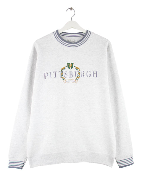 Oneita 90s Vintage Pittsburgh Pennsylvania Sweater Grau XL