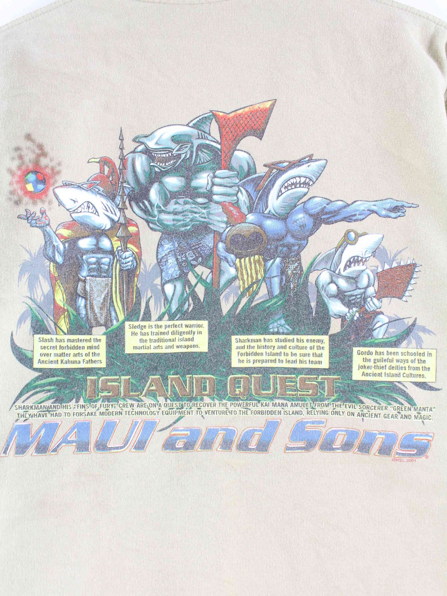 Vintage 90s Maui and Sons Print Sweater Beige S