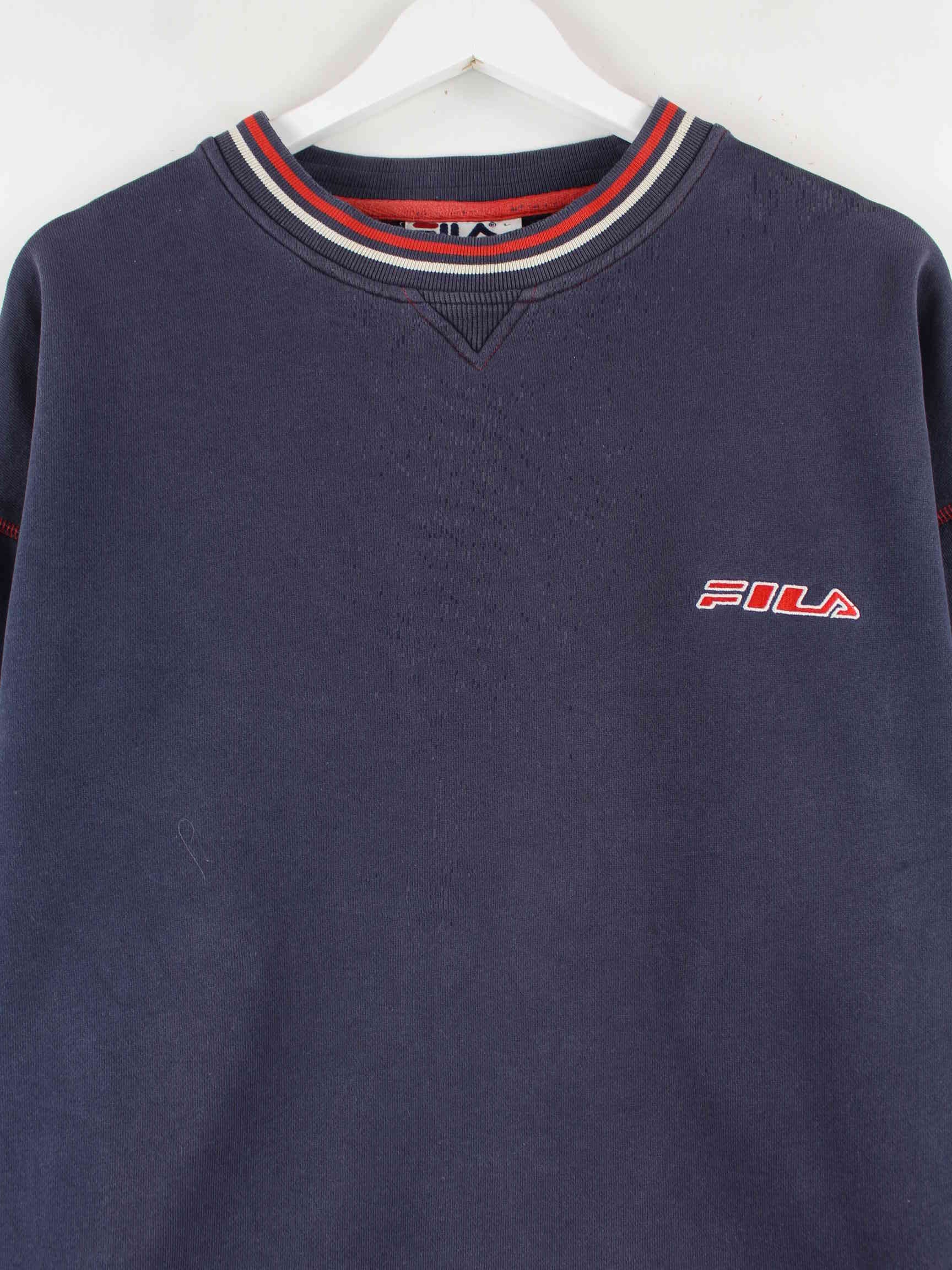 Fila 90s Vintage Embroidered Sweater Blau L (detail image 1)