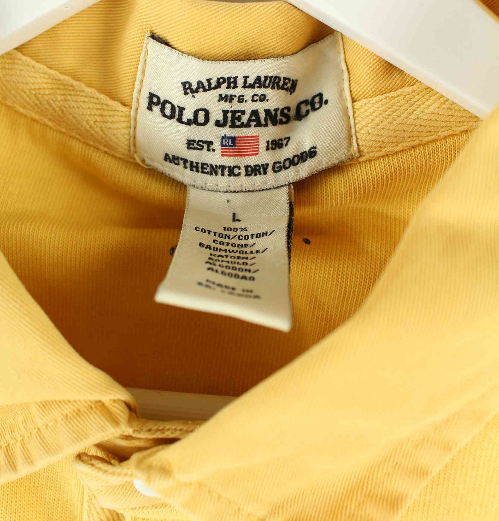 Ralph Lauren 00s Embroidered Langarm Polo Gelb L (detail image 4)