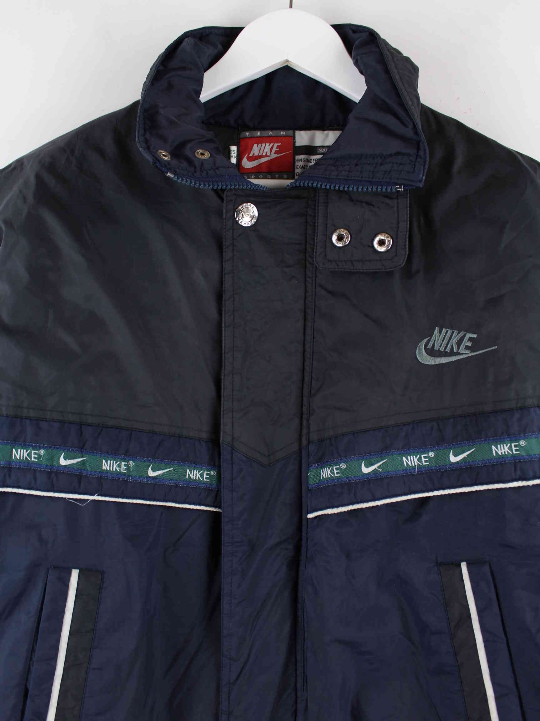 Nike 90s Vintage Big Logo Embroidered Jacke Schwarz XS (detail image 1)