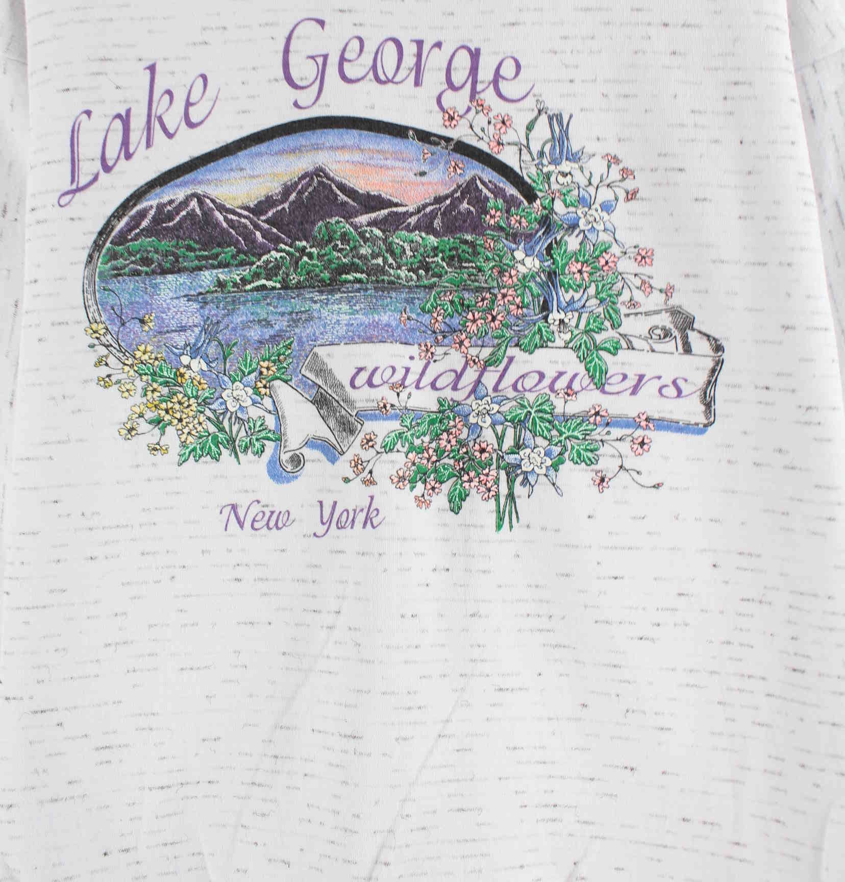 Vintage 90s Lake George Print Sweater Weiß L (detail image 1)