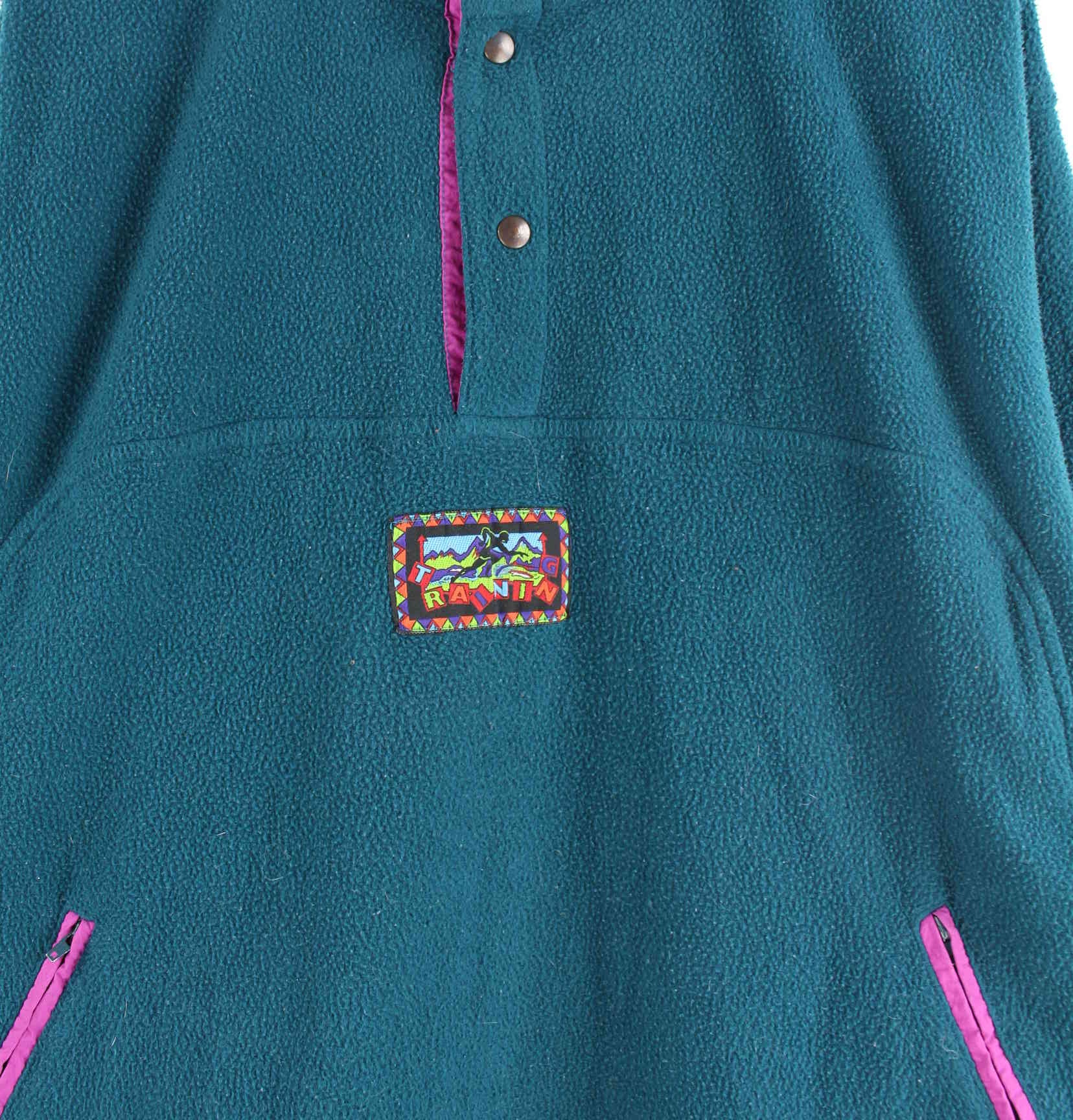 Vintage 90s Fleece Sweater Grün XL (detail image 1)