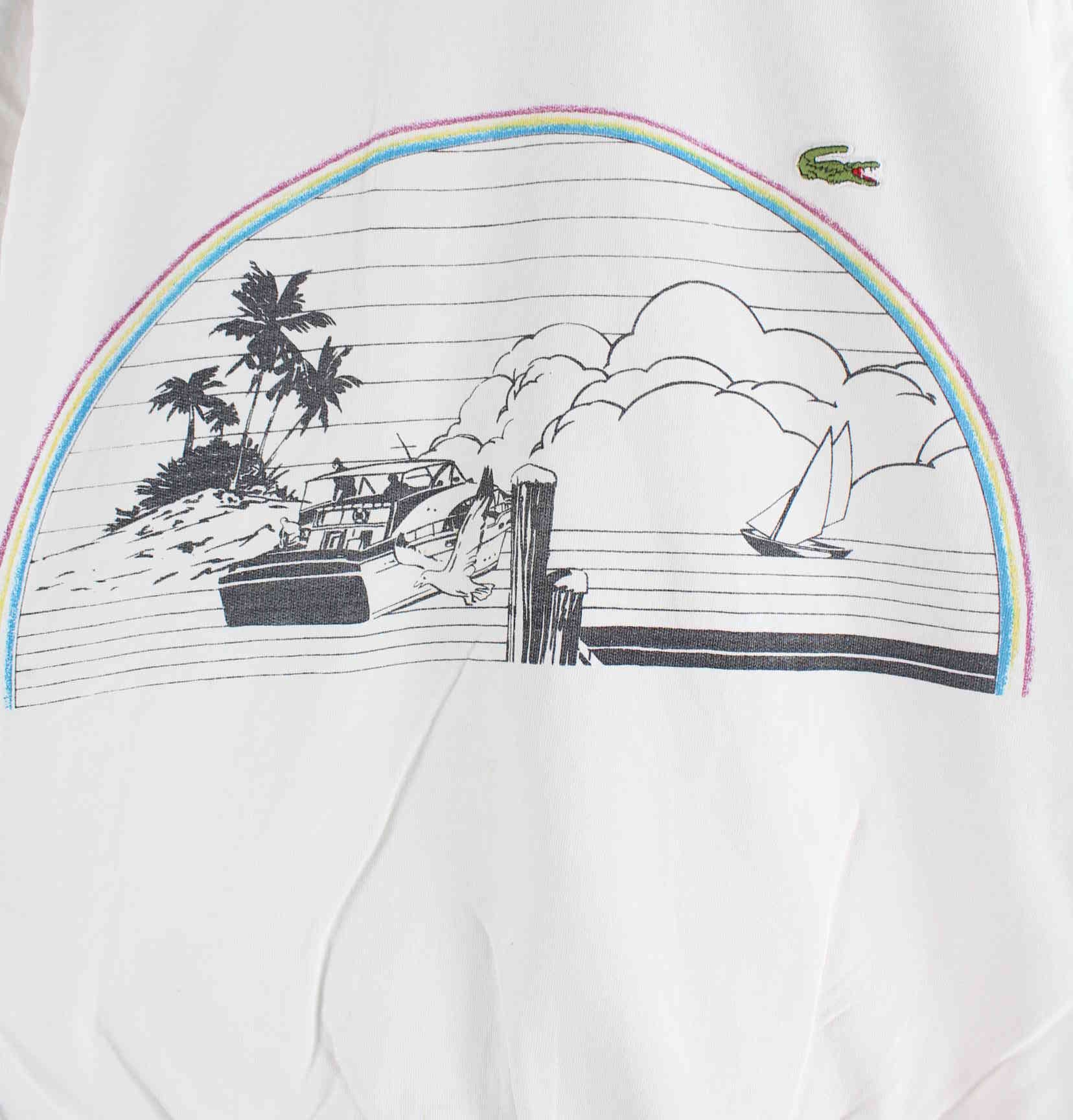 Lacoste 90s Vintage Print Sweater Weiß M (detail image 1)