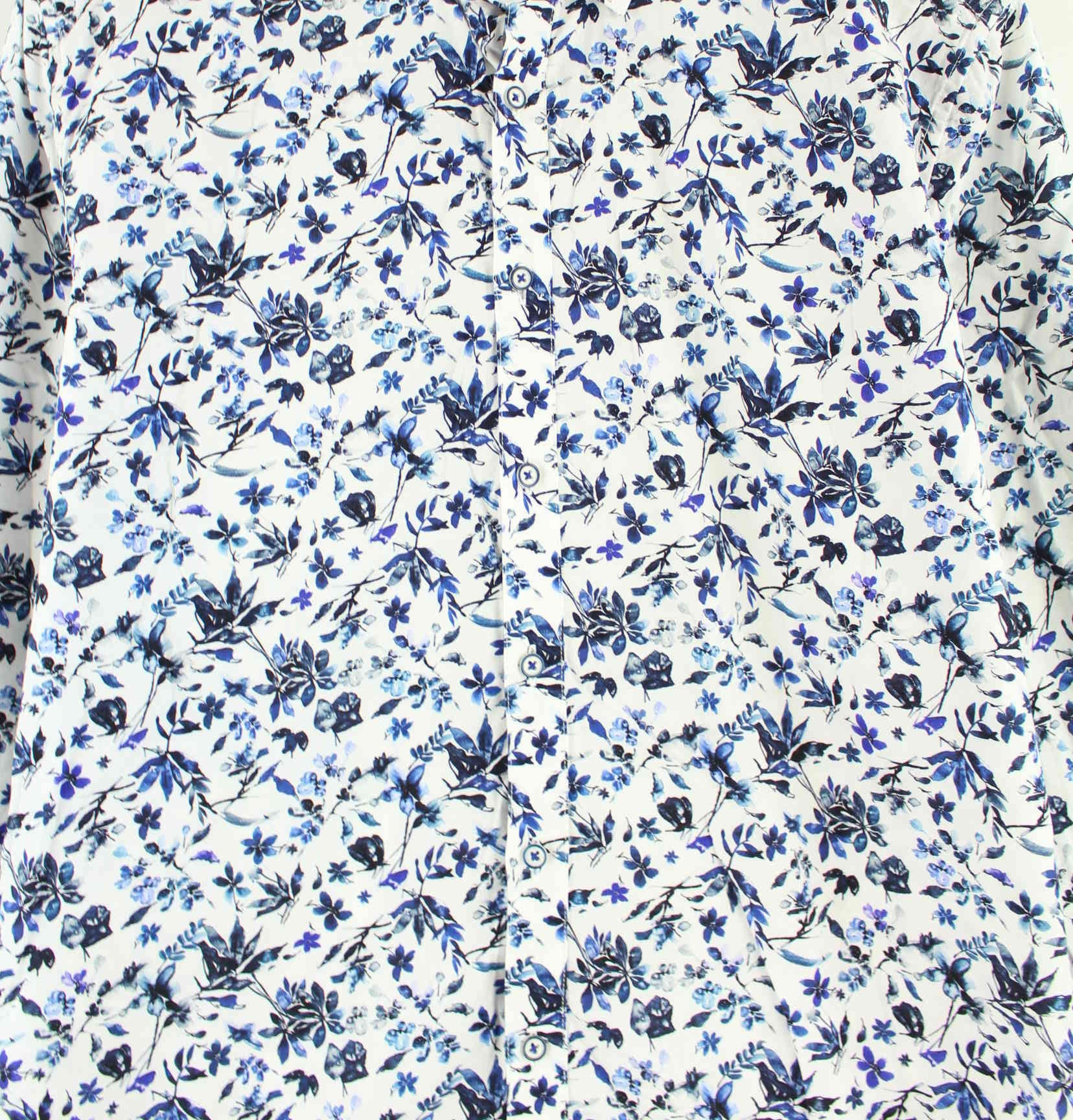 Vintage y2k Flower Pattern Hemd Weiß L (detail image 1)