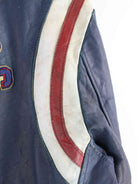 Vintage 80s Leder College Jacke Blau L (detail image 10)