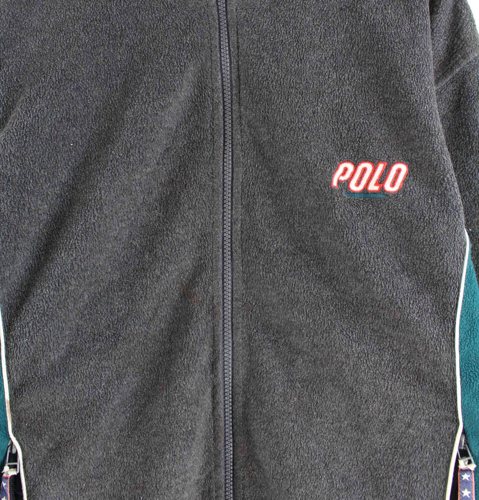 Polo Sport 90s Vintage Fleece Sweatjacke Grau XL (detail image 1)