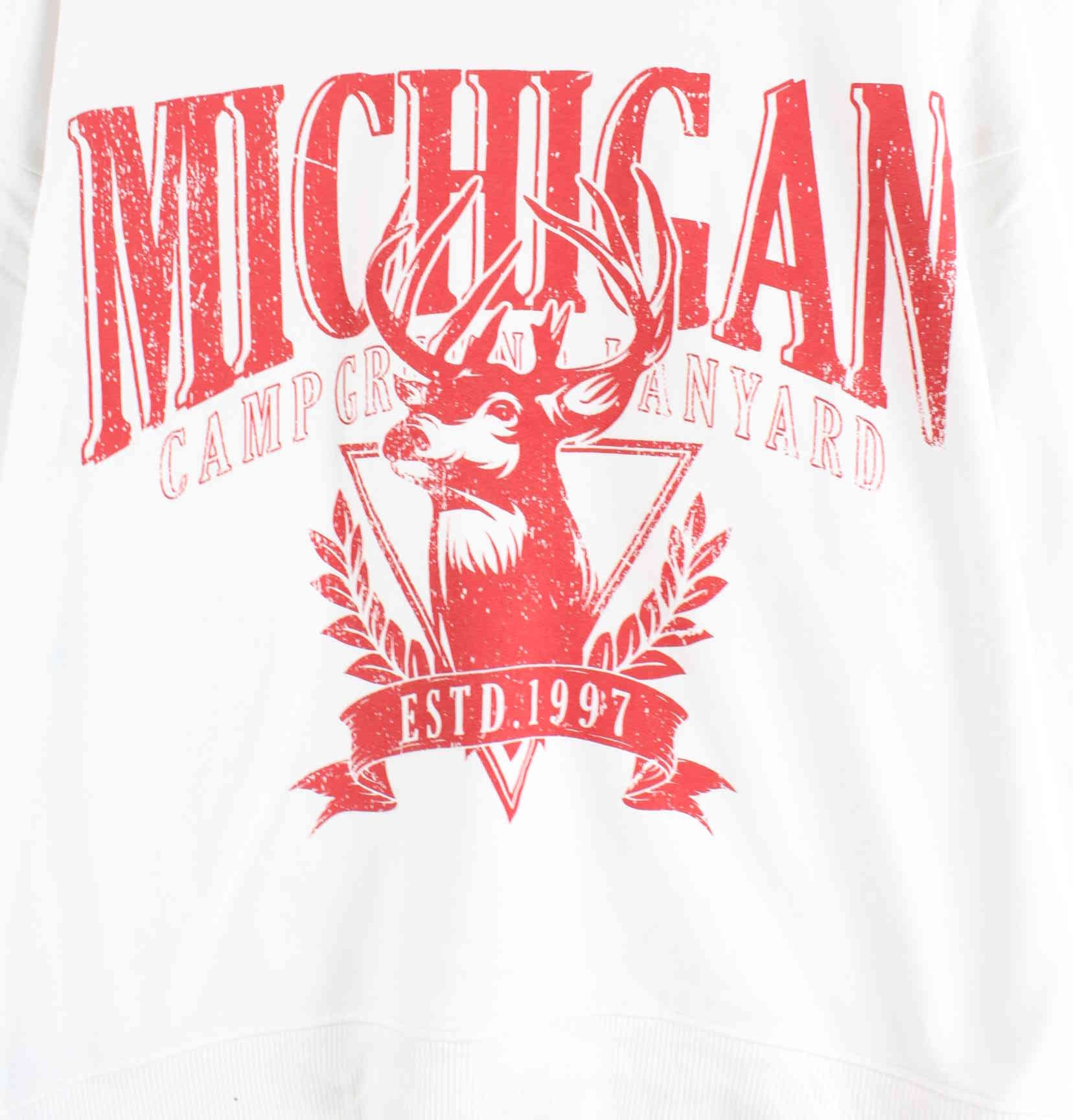 Vintage Michigan Print Sweater Weiß S (detail image 1)