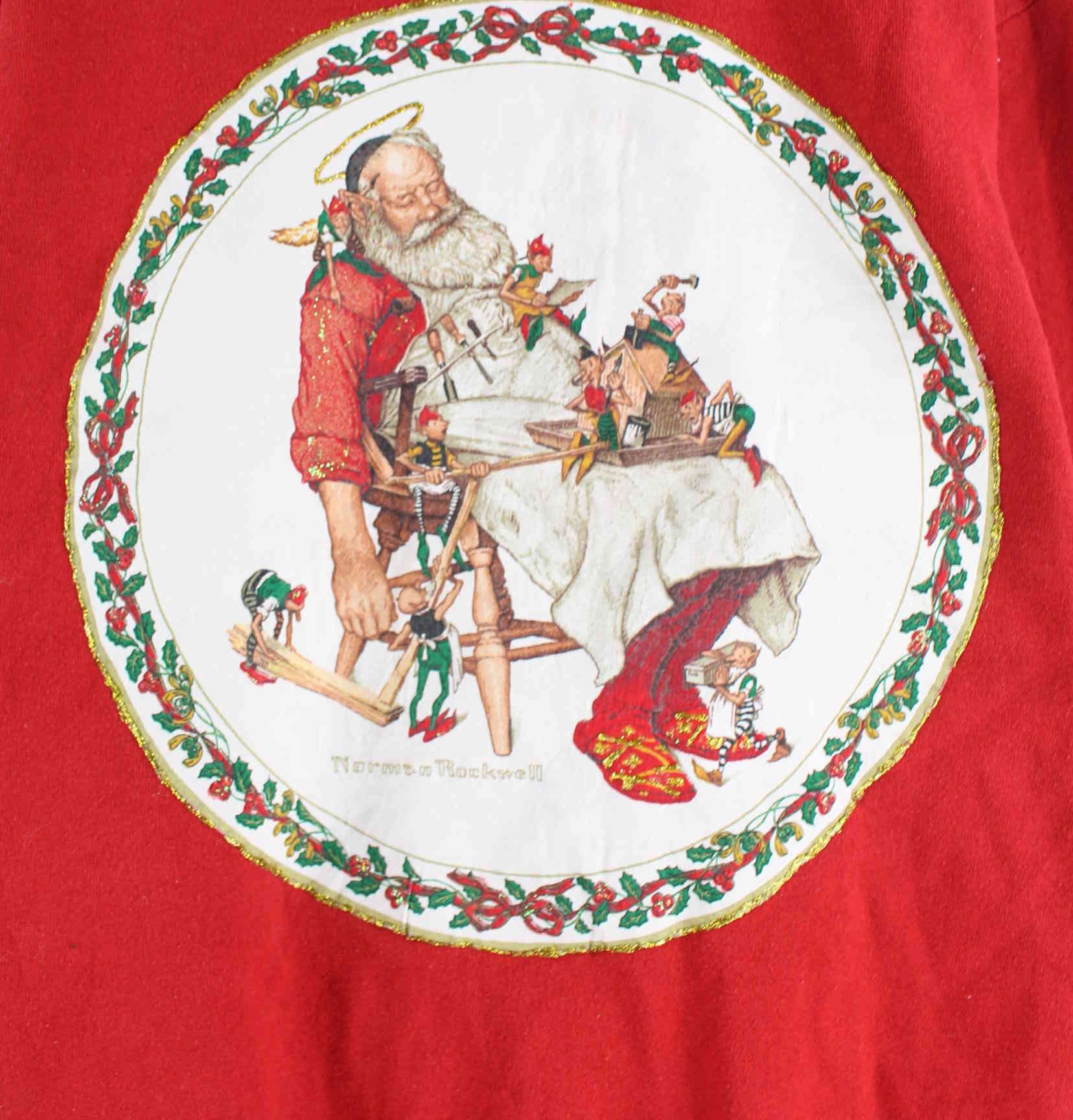 Jerzees 90s Vintage Santa Embroidered Sweater Rot L (detail image 1)