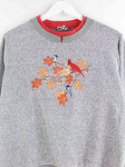 Vintage Damen Bird Embroidered Sweater Grau S (detail image 1)