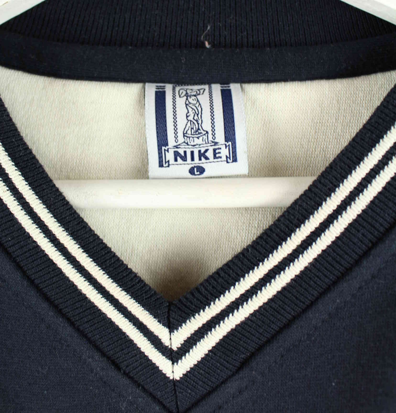 Nike 90s Vintage Spellout Embroidered V-Neck Sweater Blau L (detail image 2)