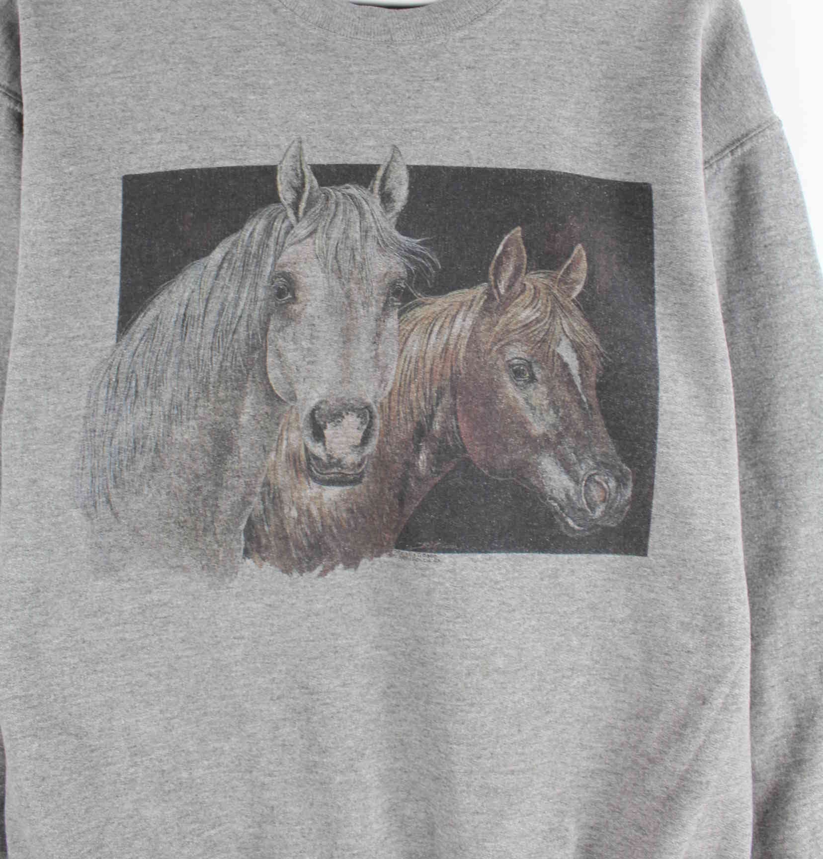 Jerzees Damen Horse Print Sweater Grau M (detail image 1)