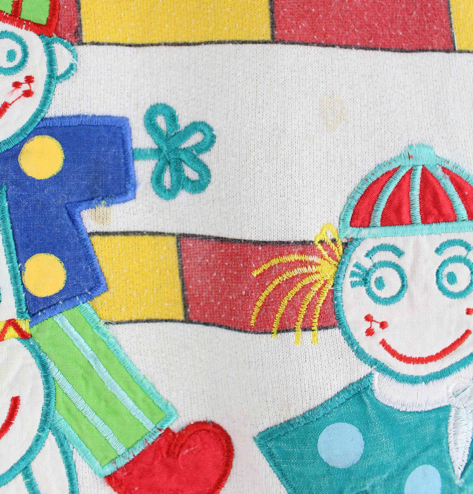 Vintage 90s Children Embroidered Sweater Mehrfarbig L (detail image 2)