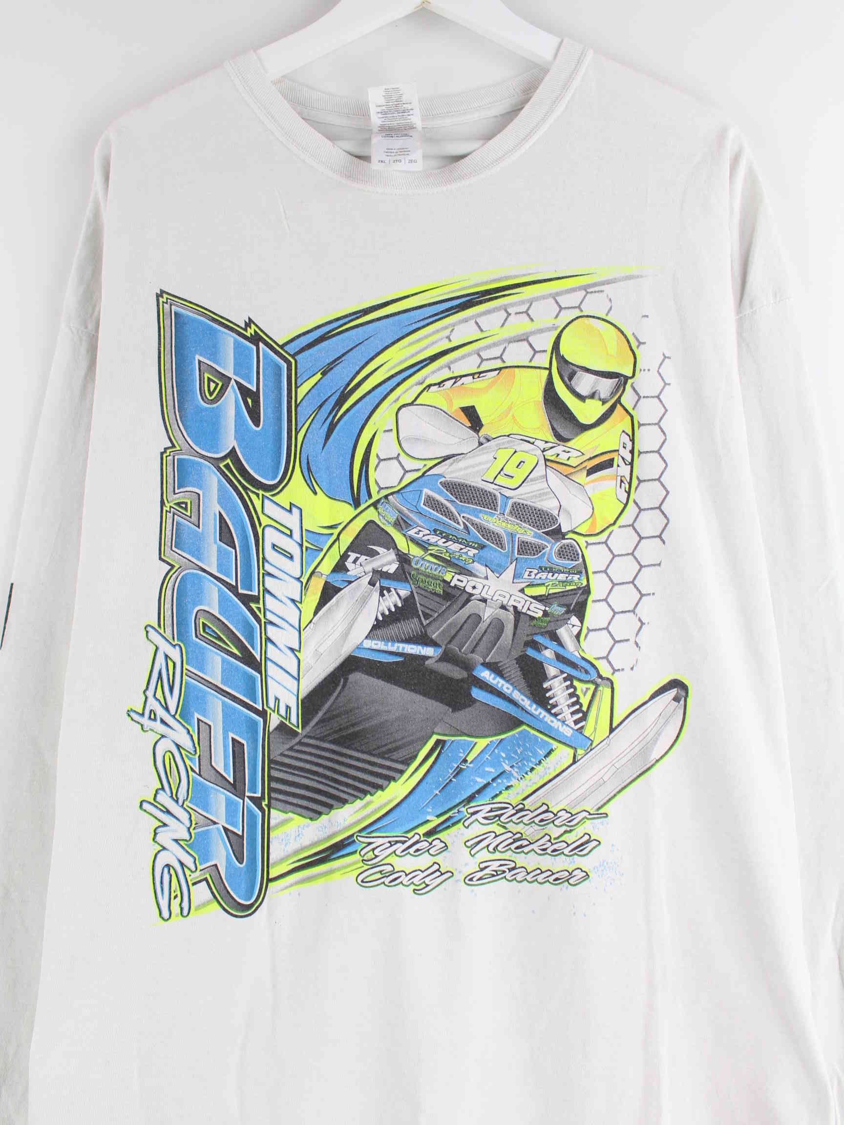 Gildan 90s Vintage Motoracing Print Sweatshirt Weiß XXL – Peeces