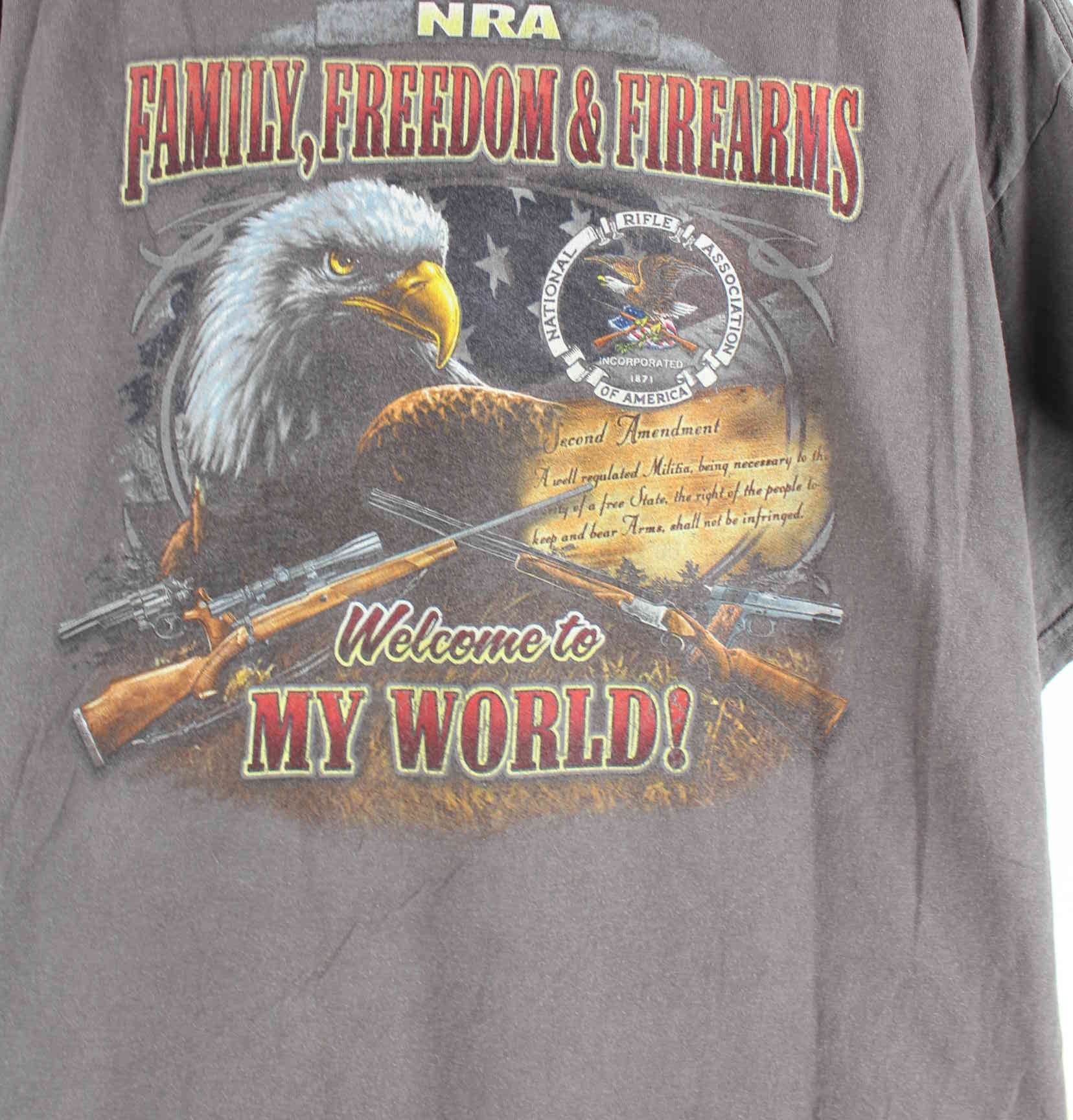 Vintage USA Freedom Print T-Shirt Braun XL (detail image 2)