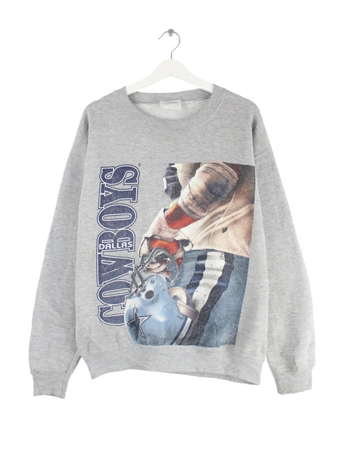 CSA 90s Vintage Dallas Cowboys Print Sweater Grau M