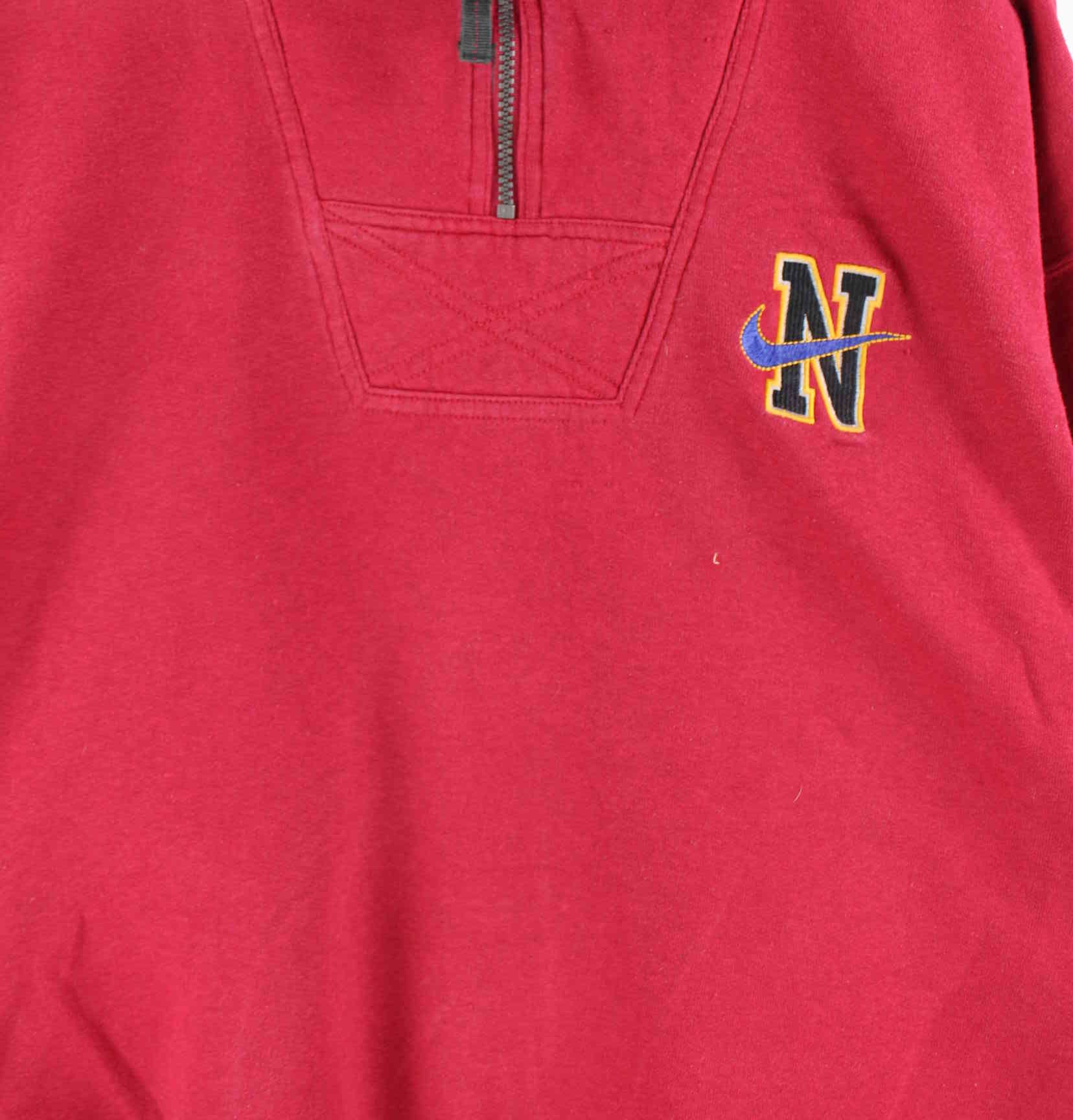 Nike 90s Vintage Embroidered Half Zip Sweater Rot L (detail image 1)