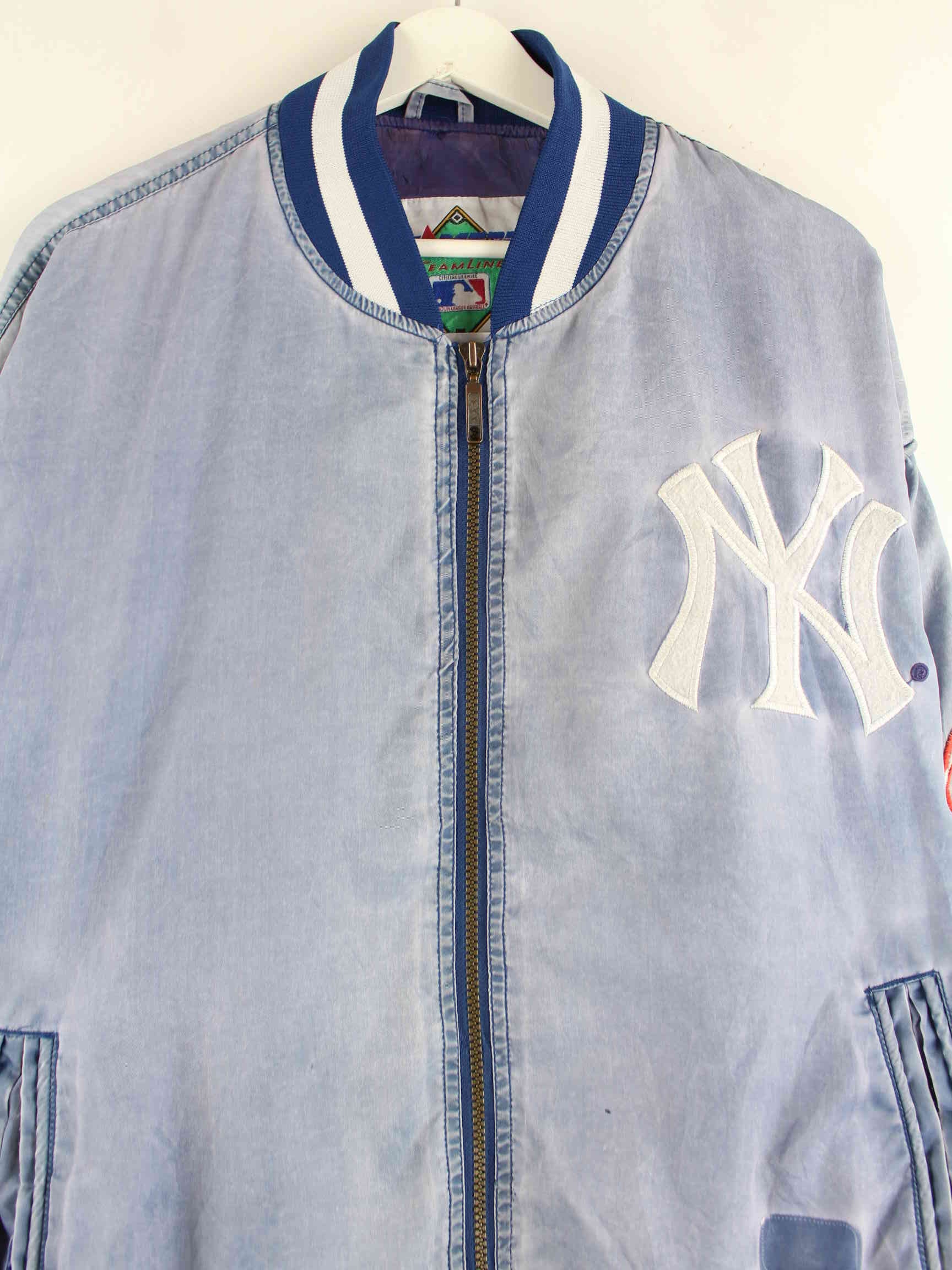 MLB 90s Vintage Yankees Embroidered Jacke Blau L (detail image 1)