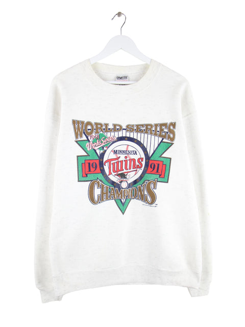 Oneita 1991 Vintage MLB World Series Minnesota Twins Print Sweater Weiß XL