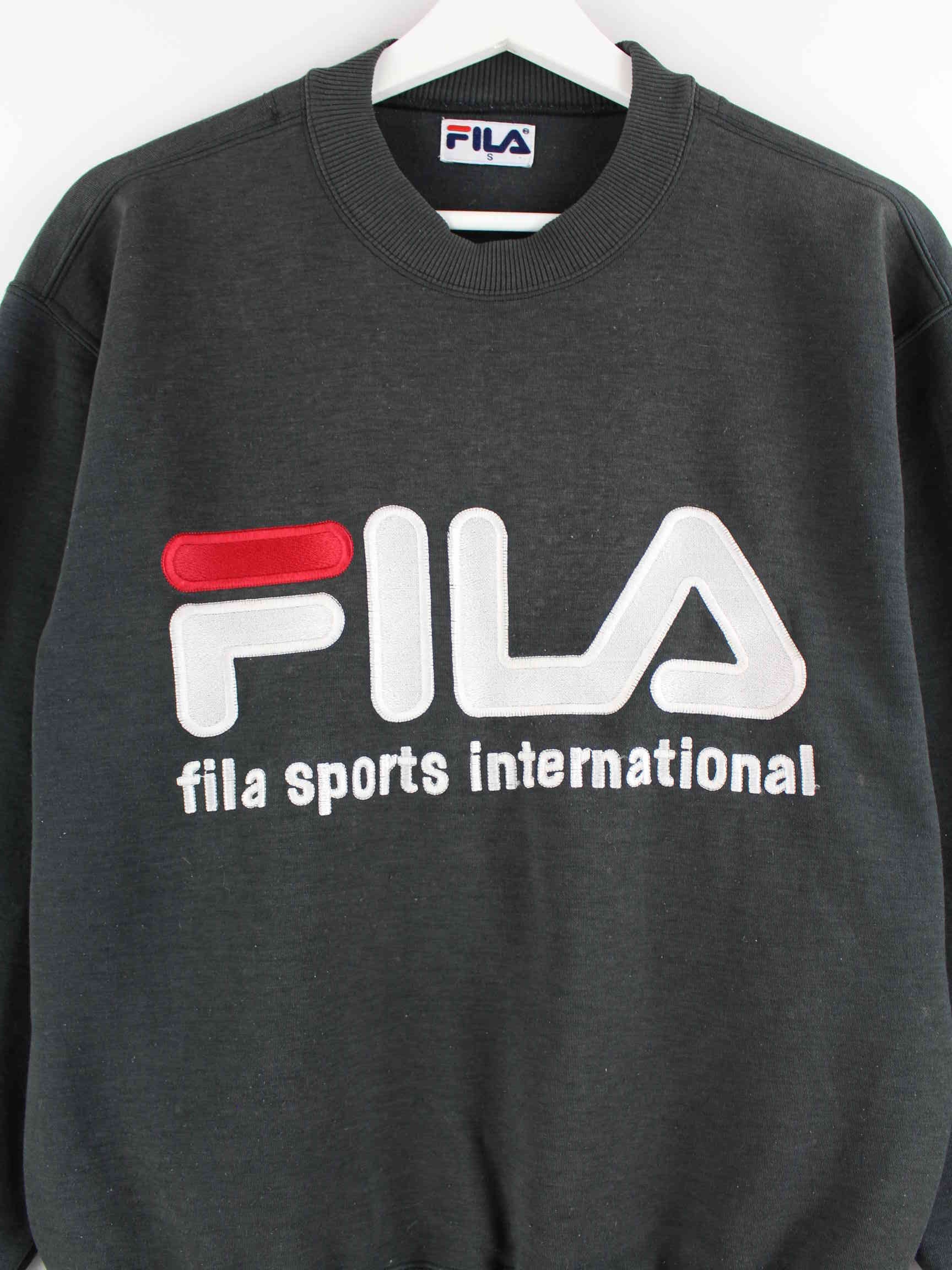 Fila 90s Vintage Embroidered Sweater Grau S (detail image 1)
