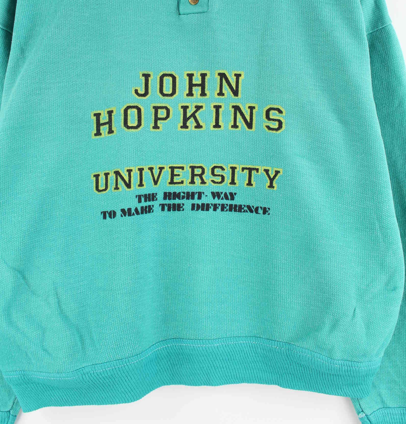 Vintage 80s Hopkins University Print Sweater Türkis S (detail image 1)