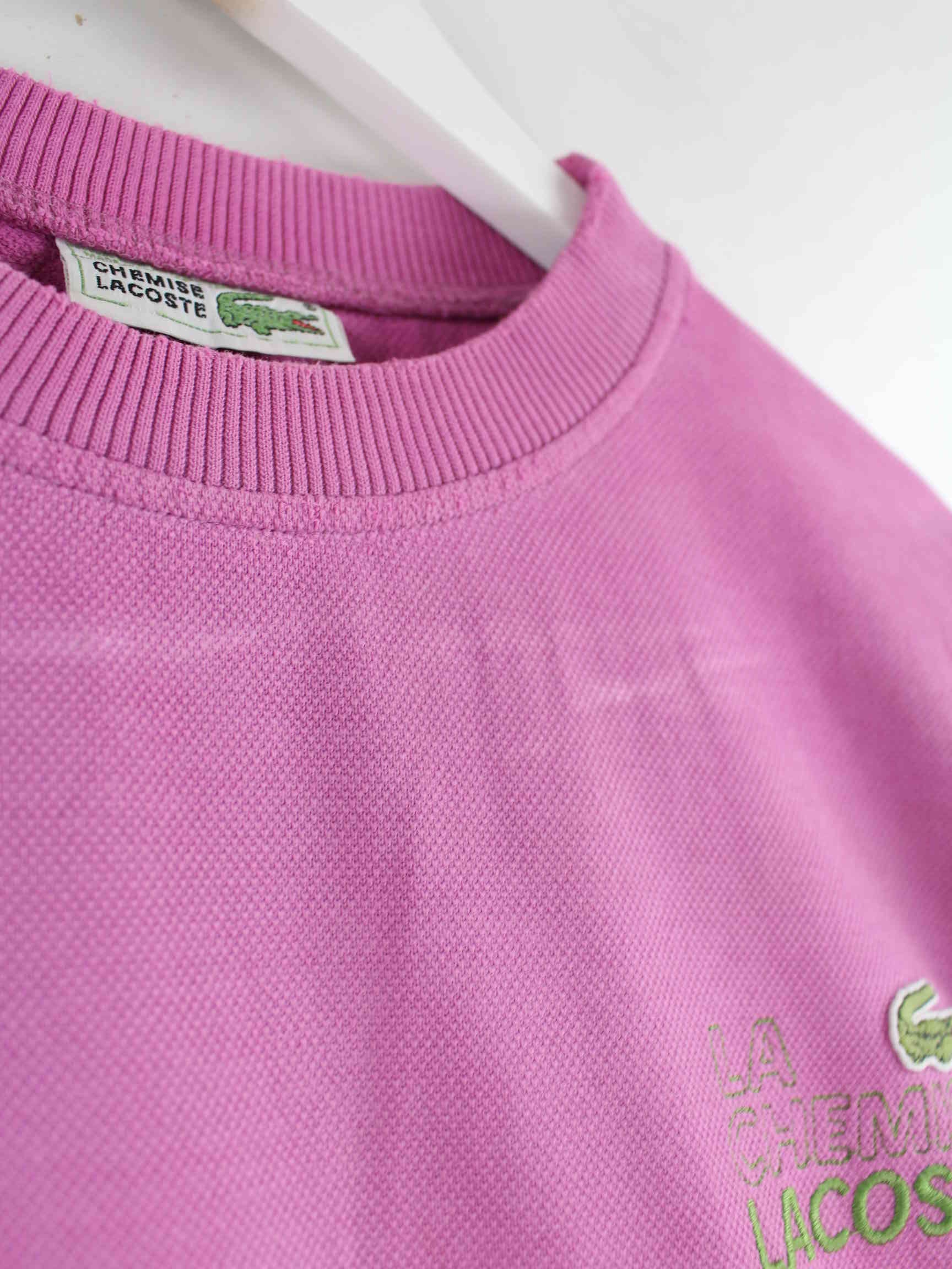 Lacoste 90s Vintage Embroidered Sweater Pink XS (detail image 4)