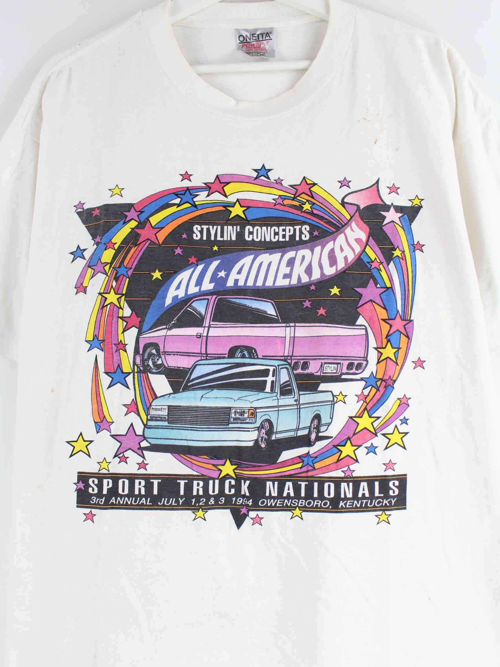 Oneita 1994 Truck Print T-Shirt Weiß XL (detail image 1)