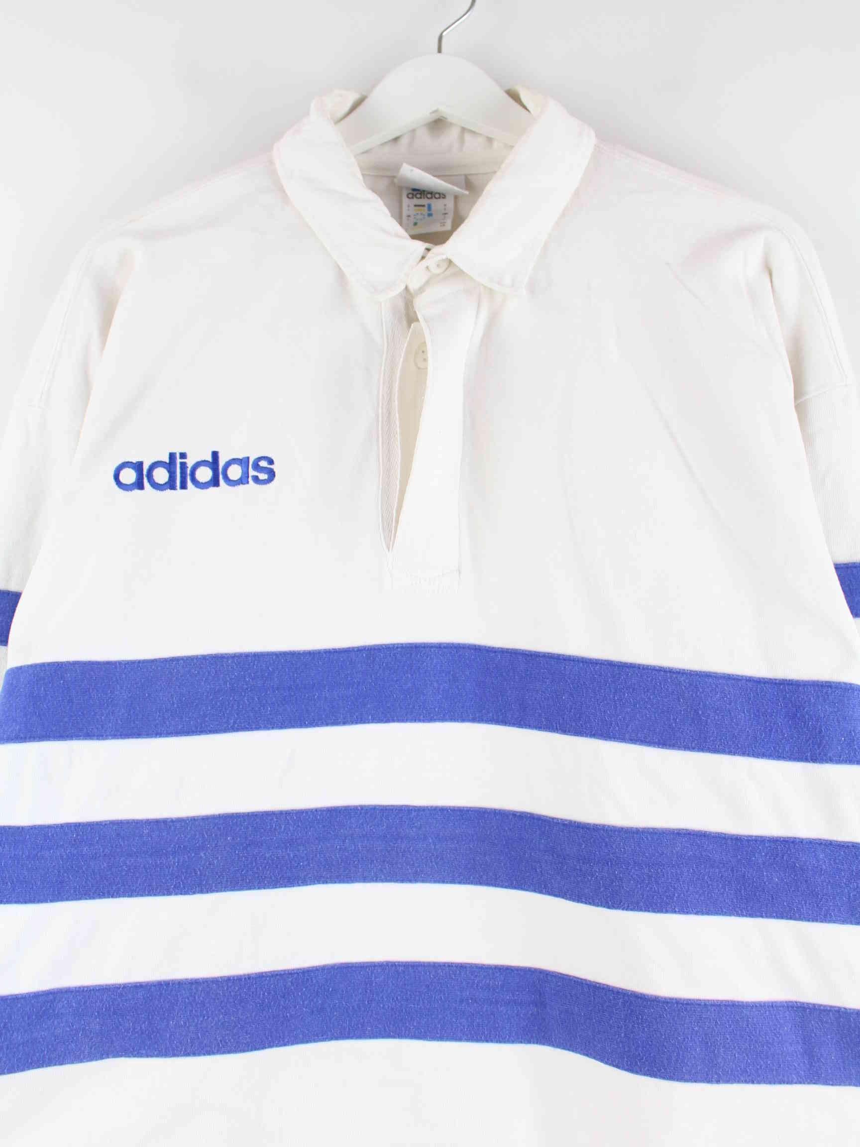 Adidas 90s Vintage Embroidered Langarm Polo Weiß L (detail image 1)