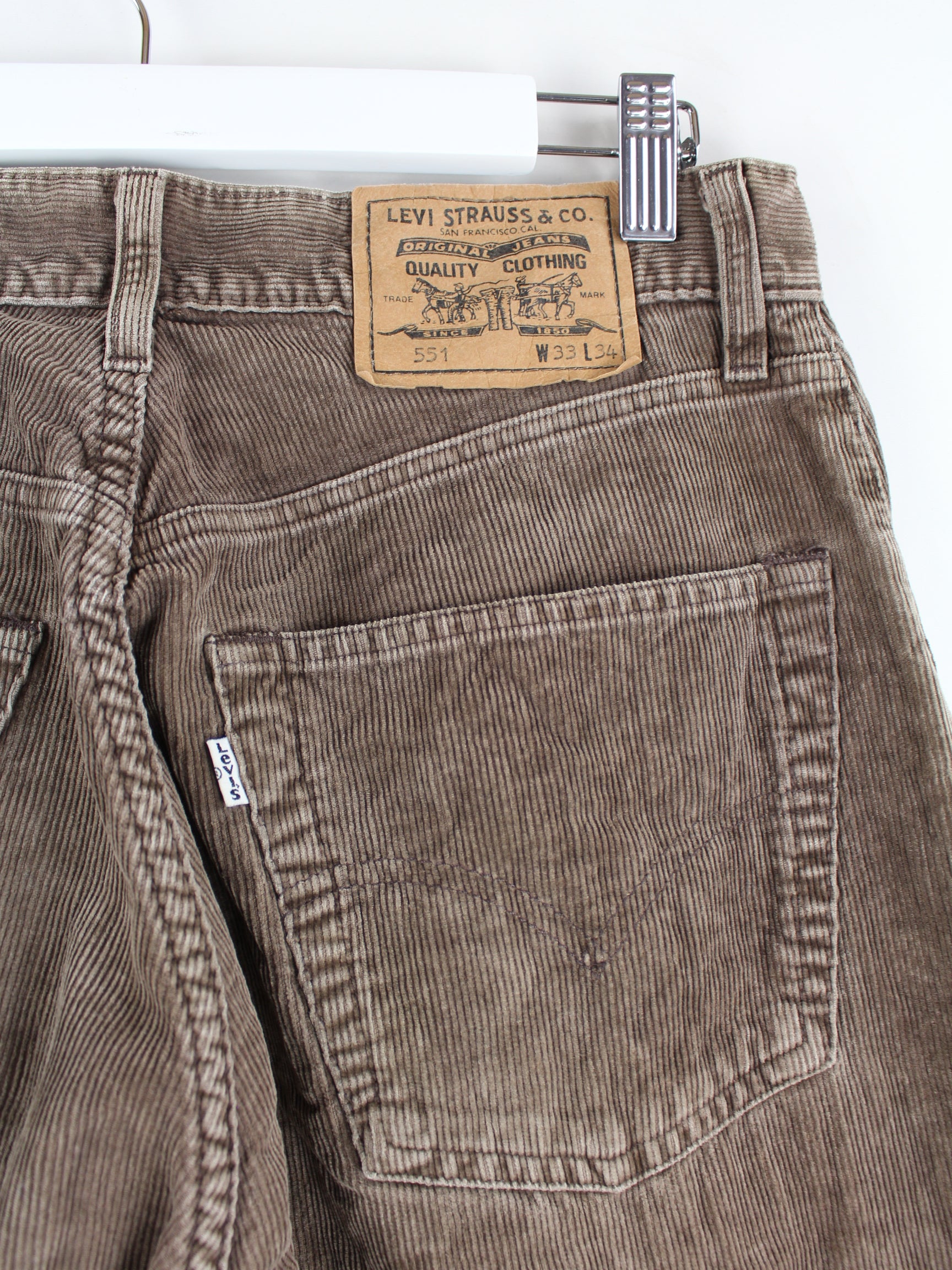 Levi's 1995 Vintage 551 Corduroy Pants Brown W33 L34 – Peeces