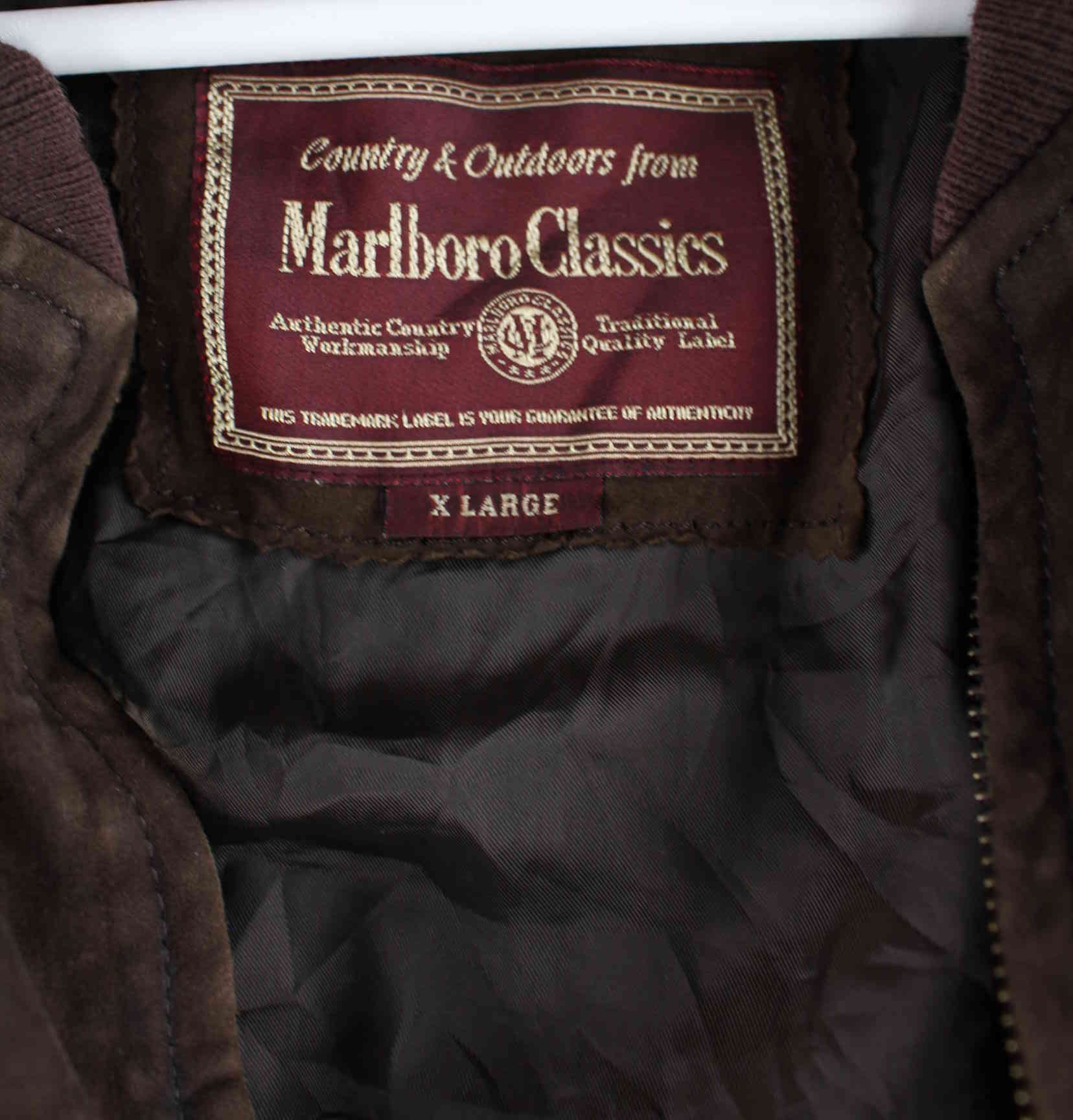 Marlboro 90s Vintage Leder Jacke Braun L (detail image 2)