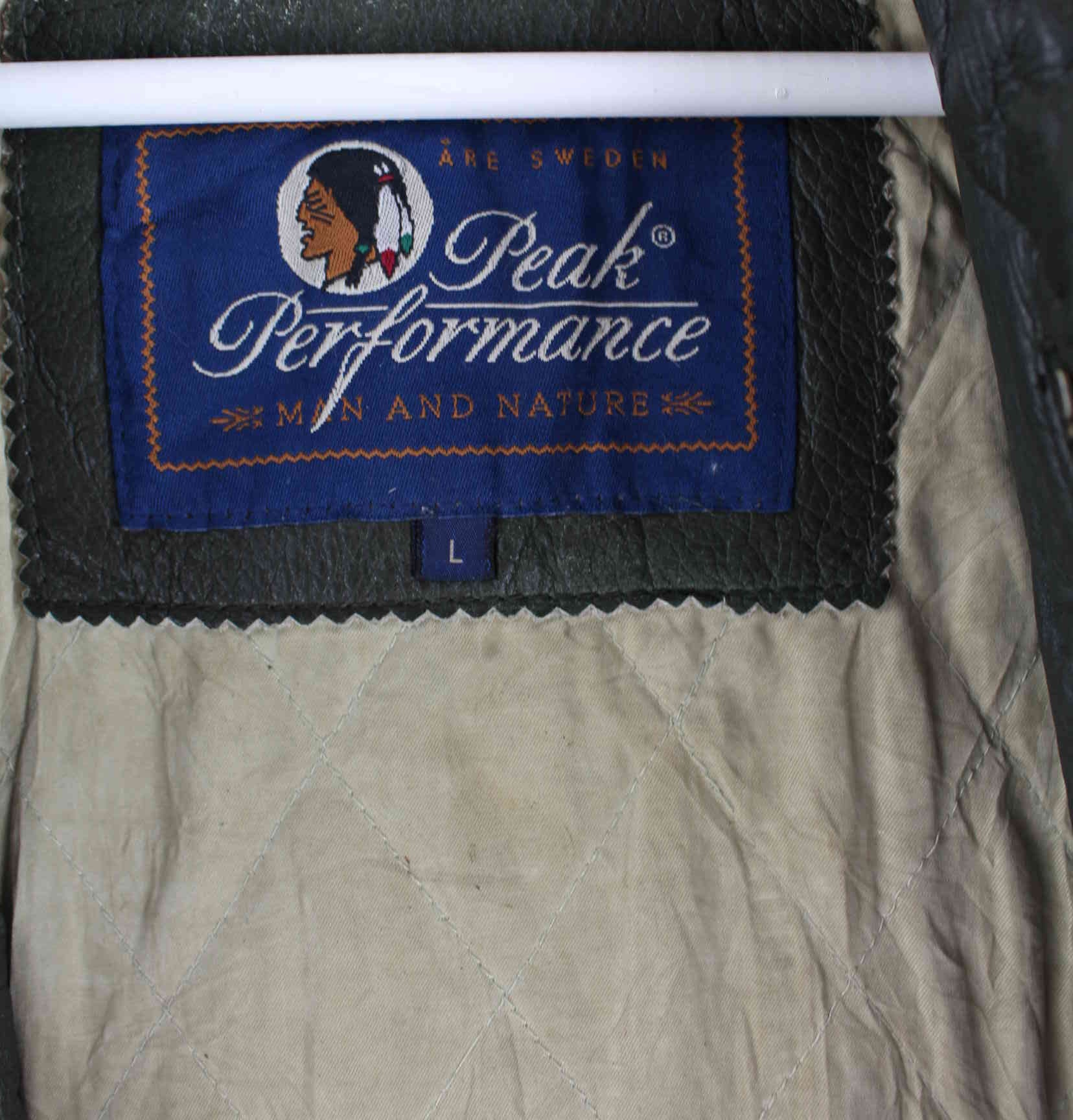 Peak Performance 90s Vintage Leder College Jacke Grau L (detail image 3)