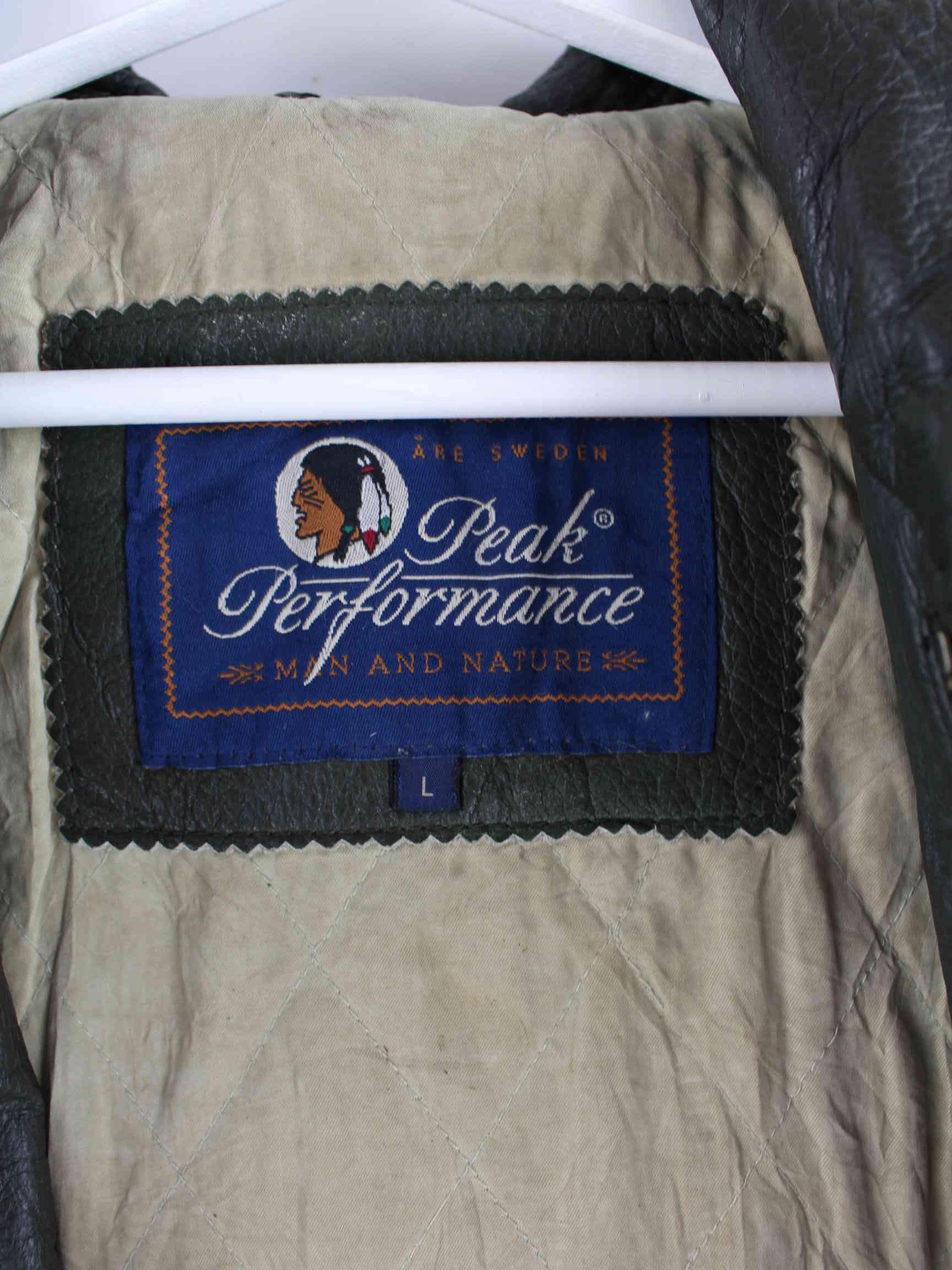 Peak Performance 90s Vintage Leder College Jacke Grau L (detail image 3)