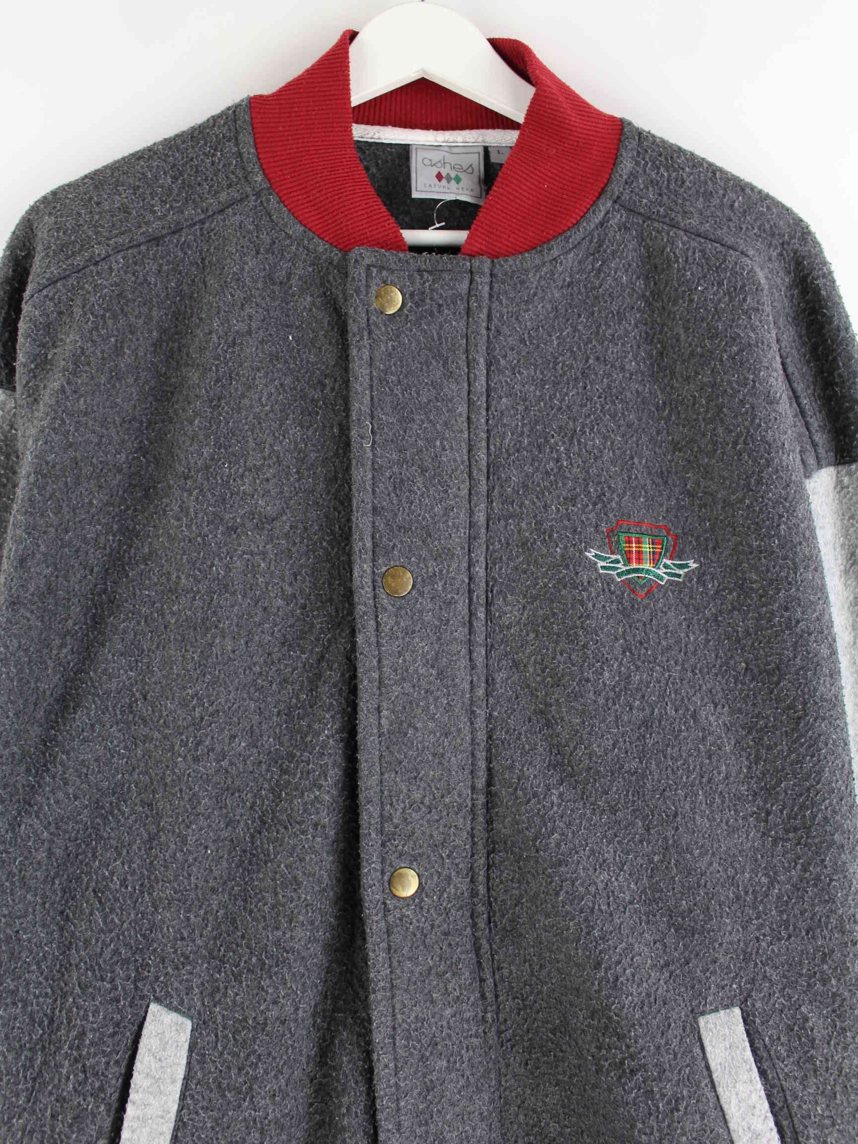 Vintage 90s Fleece Sweatjacke Grau L (detail image 1)