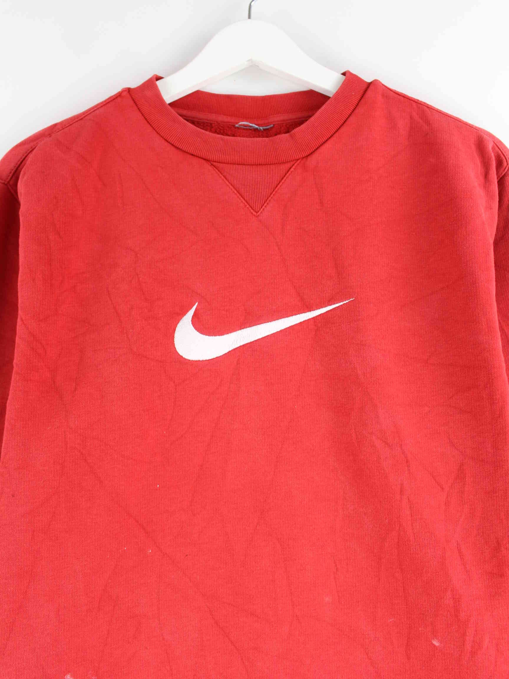 Nike 90s Vintage Big Swoosh Embroidered Sweater Rot S (detail image 1)