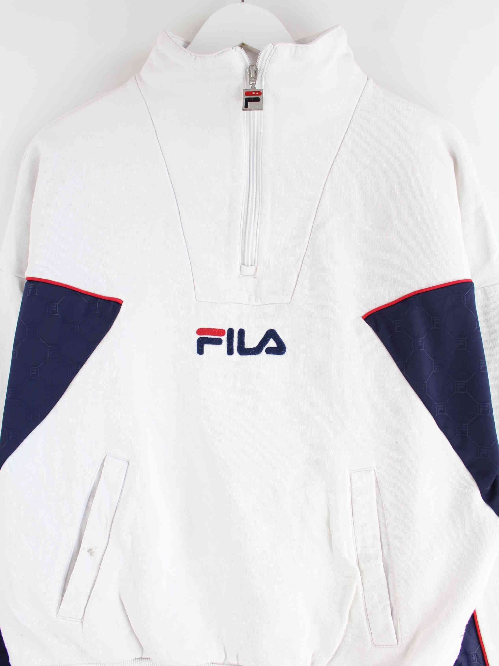 Fila 90s Vintage Half Zip Sweater Weiß M (detail image 1)