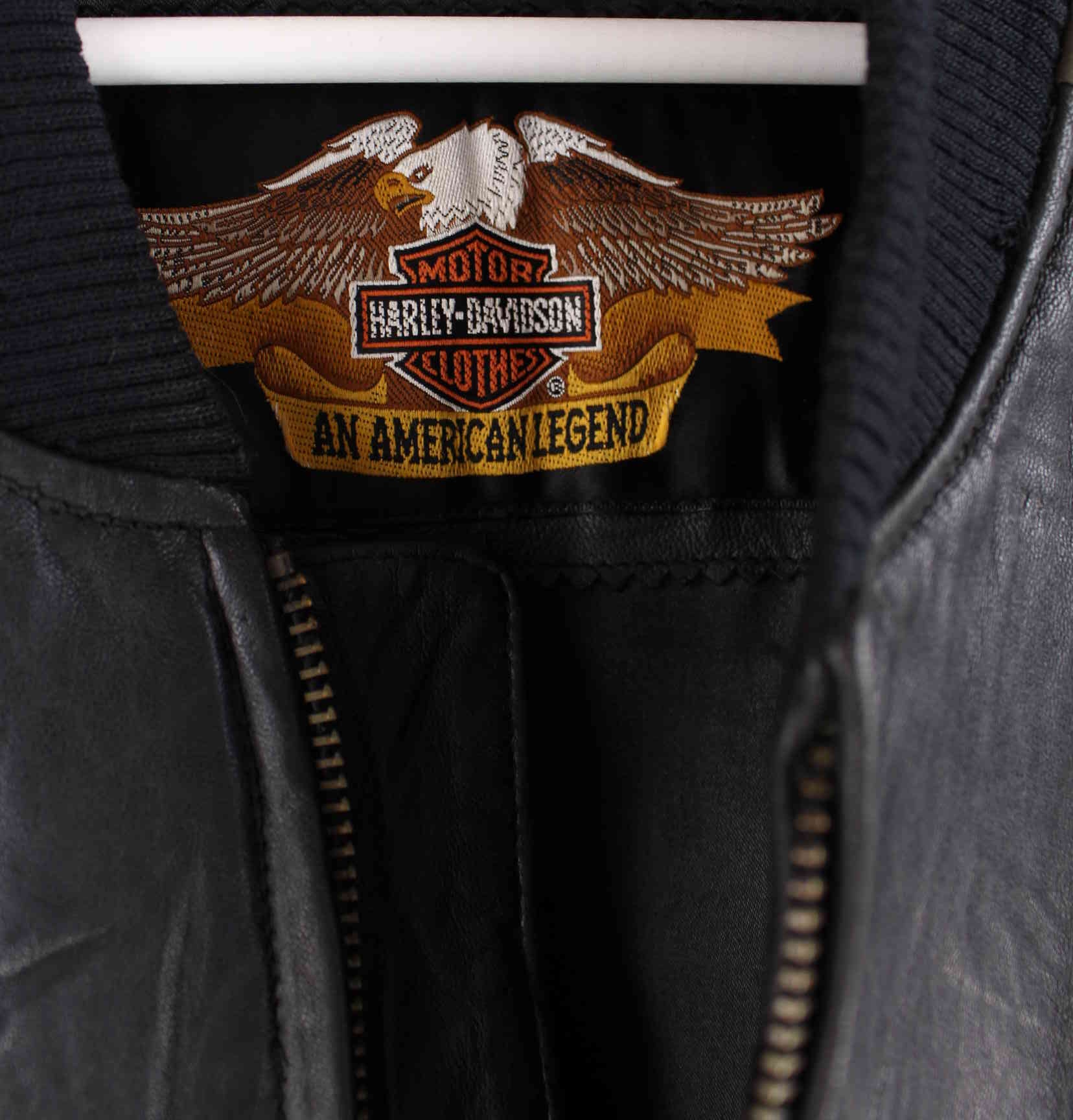 Harley Davidson 90s Vintage Embroidered Jacke Schwarz L (detail image 2)